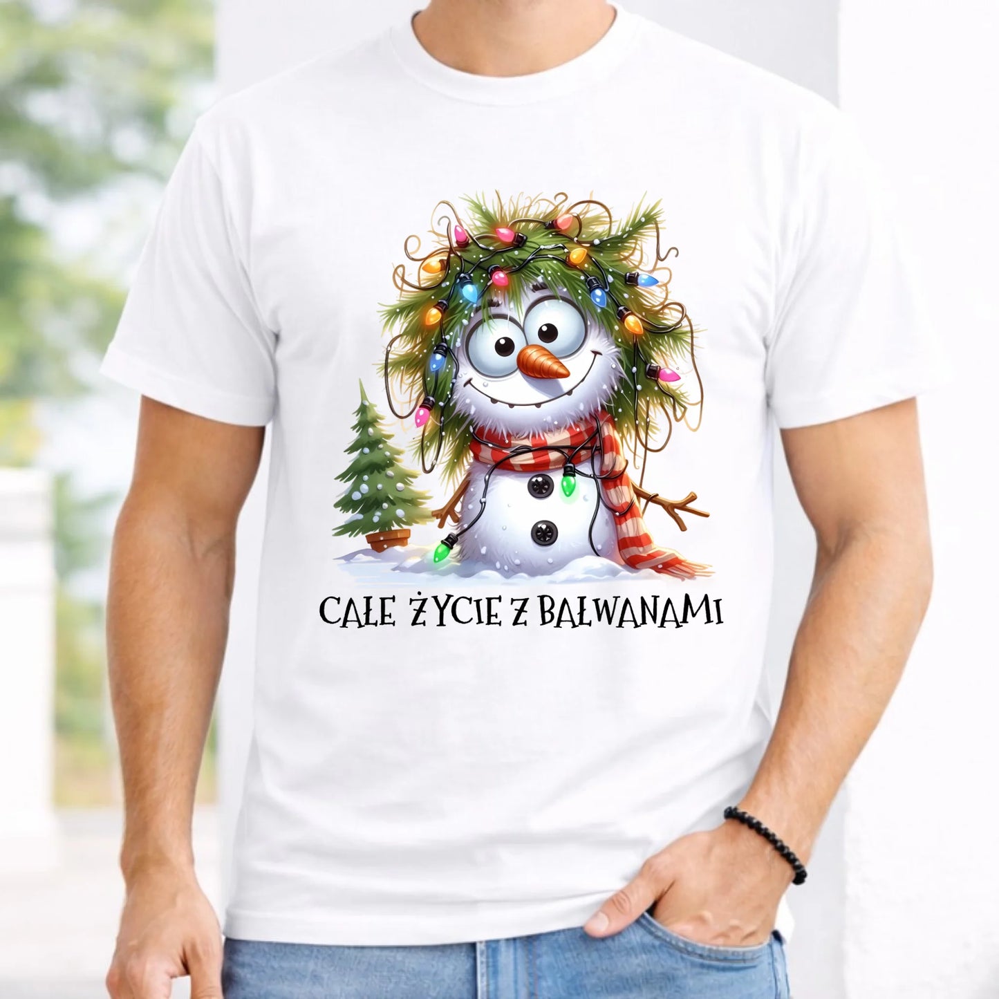Koszulka męska świąteczna - Całe życie z bałwanami BN125