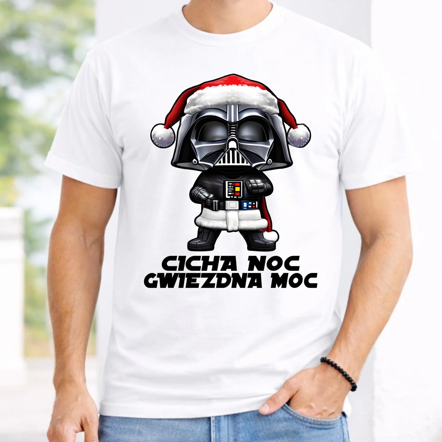 Koszulka męska świąteczna dla fanów Gwiezdnych Wojen - Cicha noc, gwiezdna moc BN132