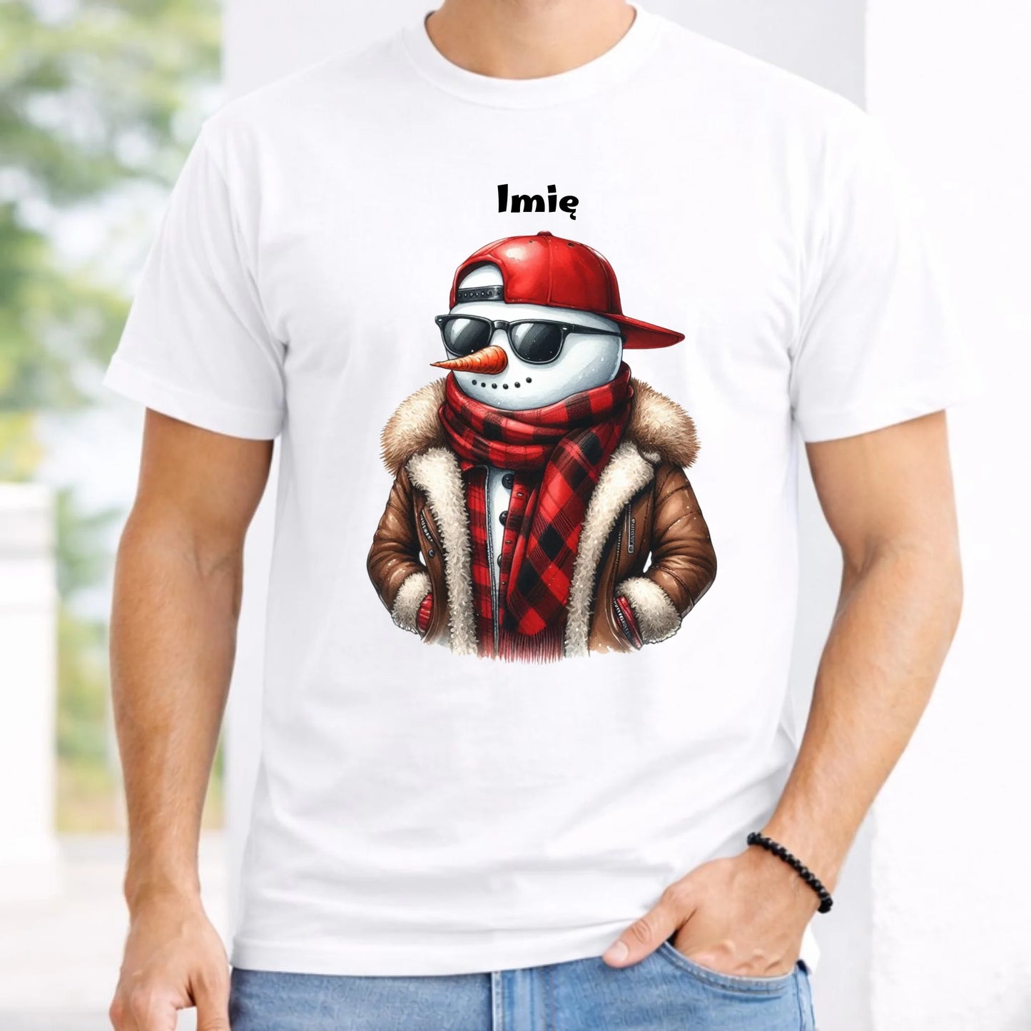 Koszulka męska świąteczna - Stylowy bałwan - personalizowana BN129