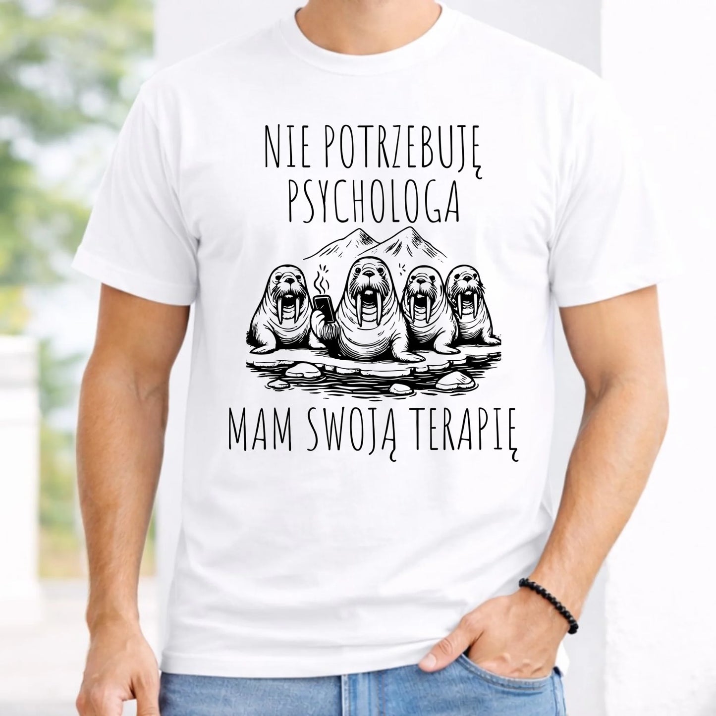 Koszulka męska - prezent dla morsa - Nie potrzebuję psychologa HM14