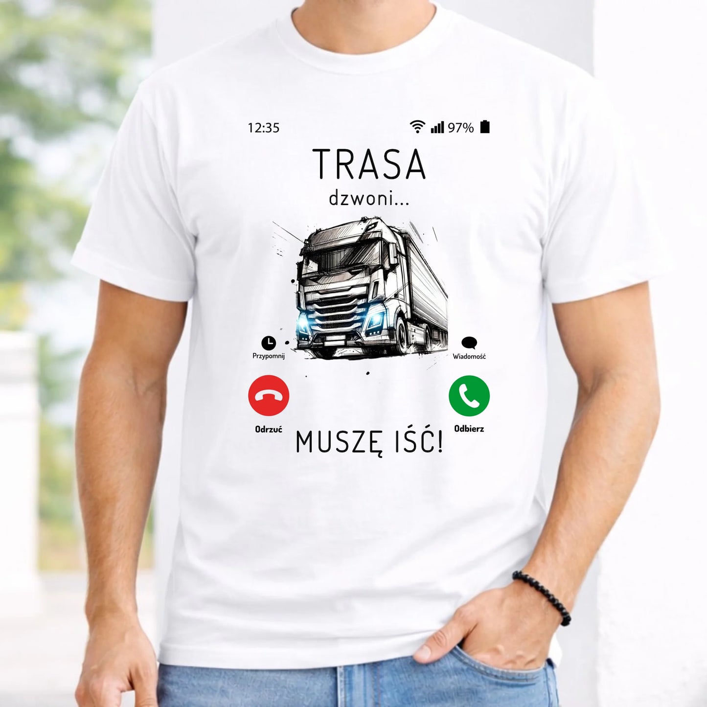 Koszulka męska dla kierowcy tira - Trasa dzwoni muszę iść ZKT03