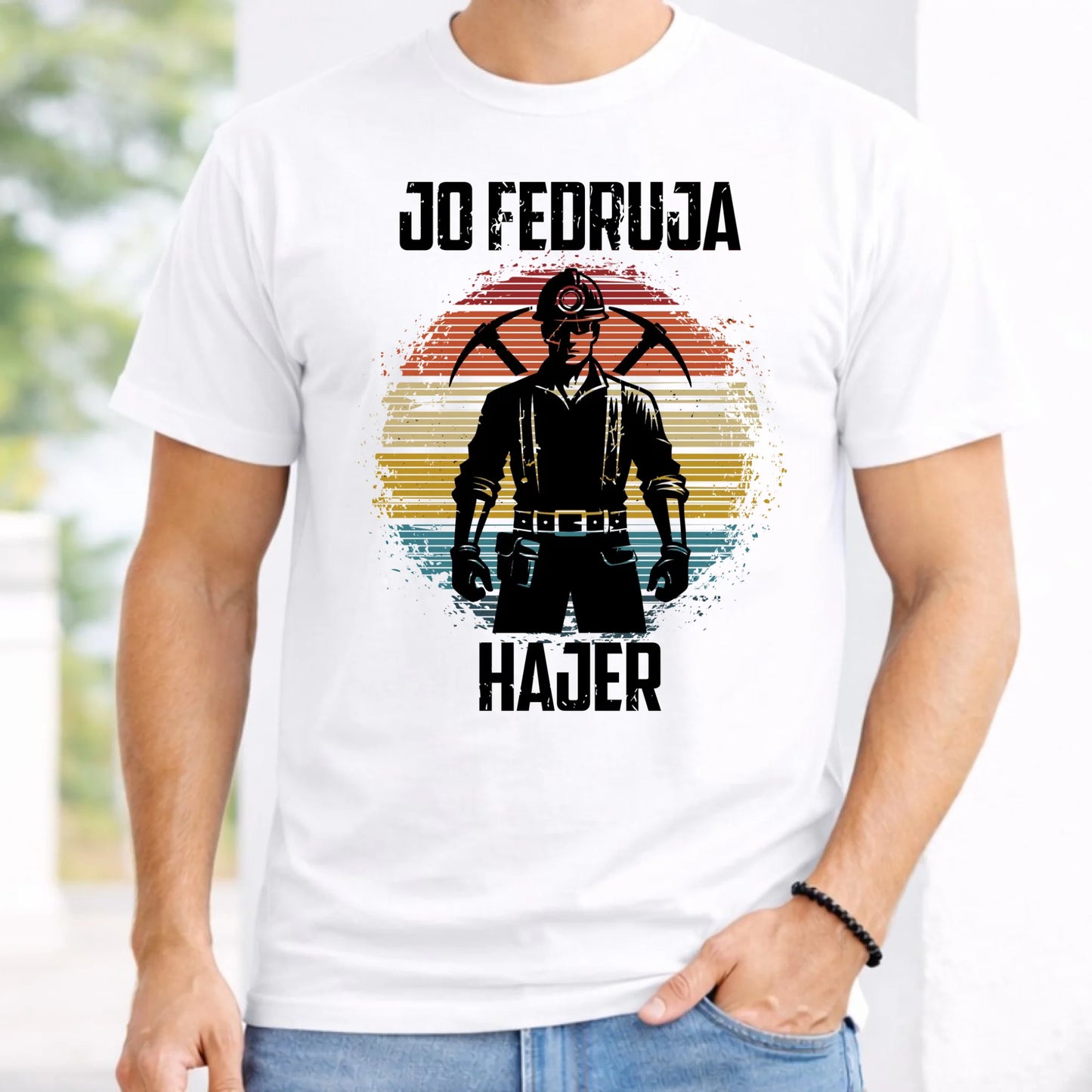 Koszulka męska - prezent dla górnika - Jo fedruja Hajer G26