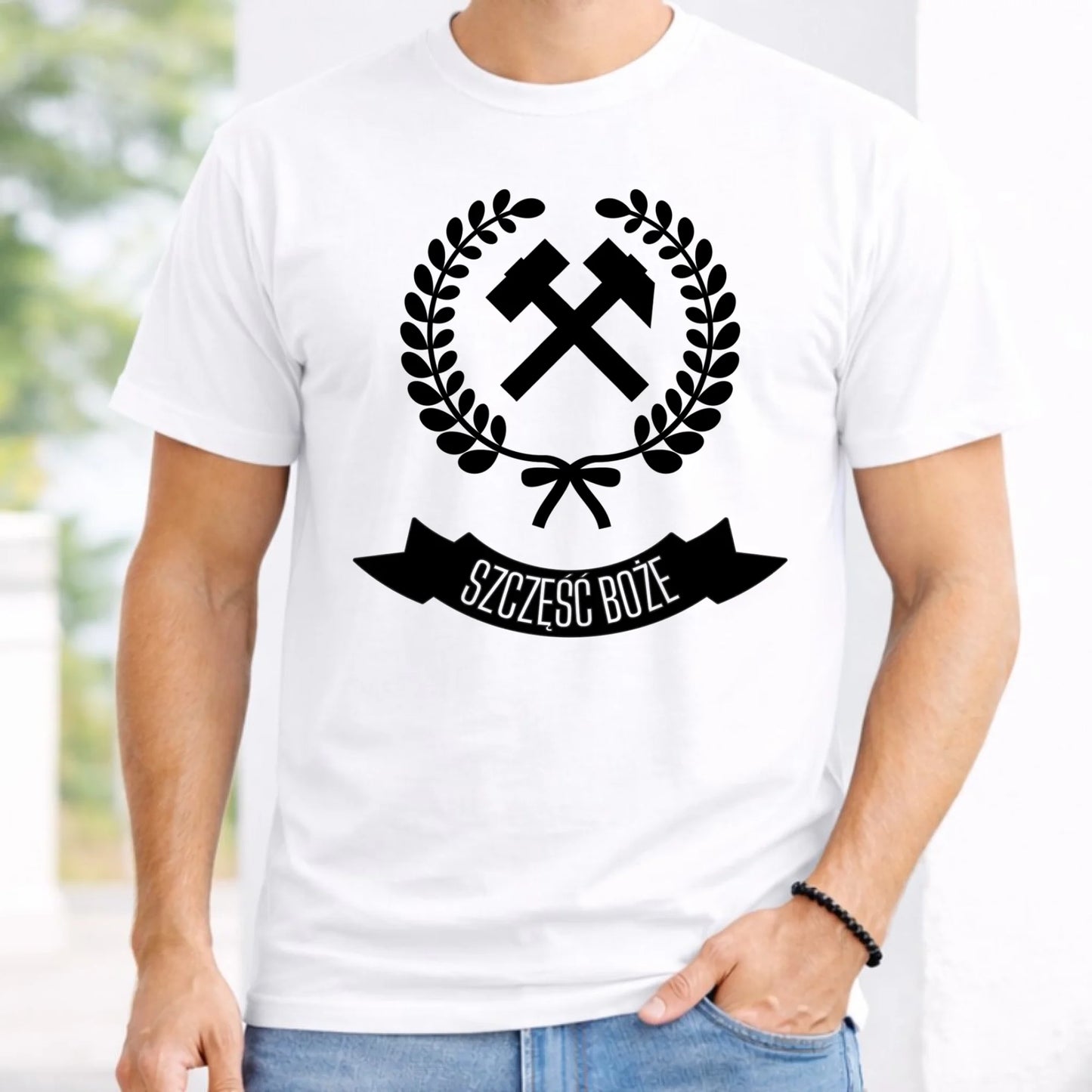 Koszulka męska - prezent dla górnika - Szczęść Boże G02