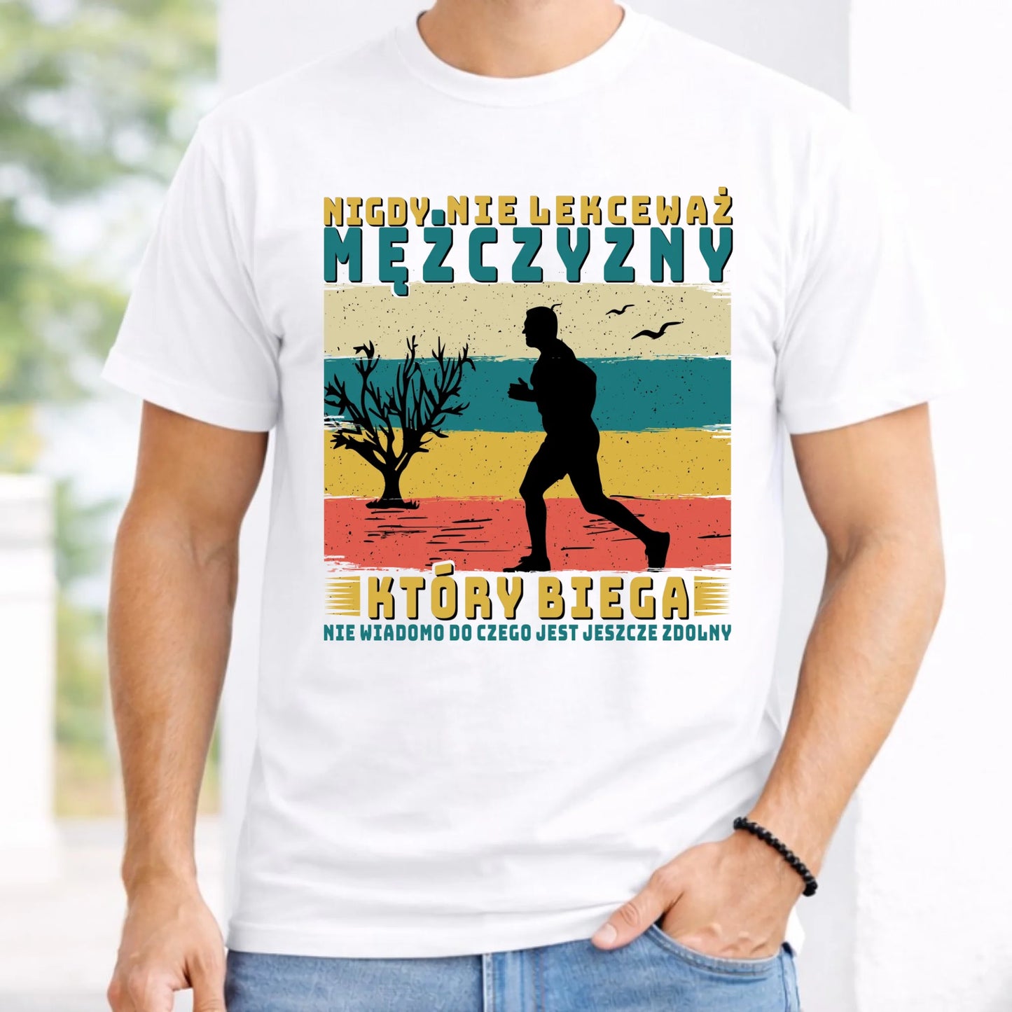 Koszulka męska dla biegacza - Nigdy nie lekceważ HB03