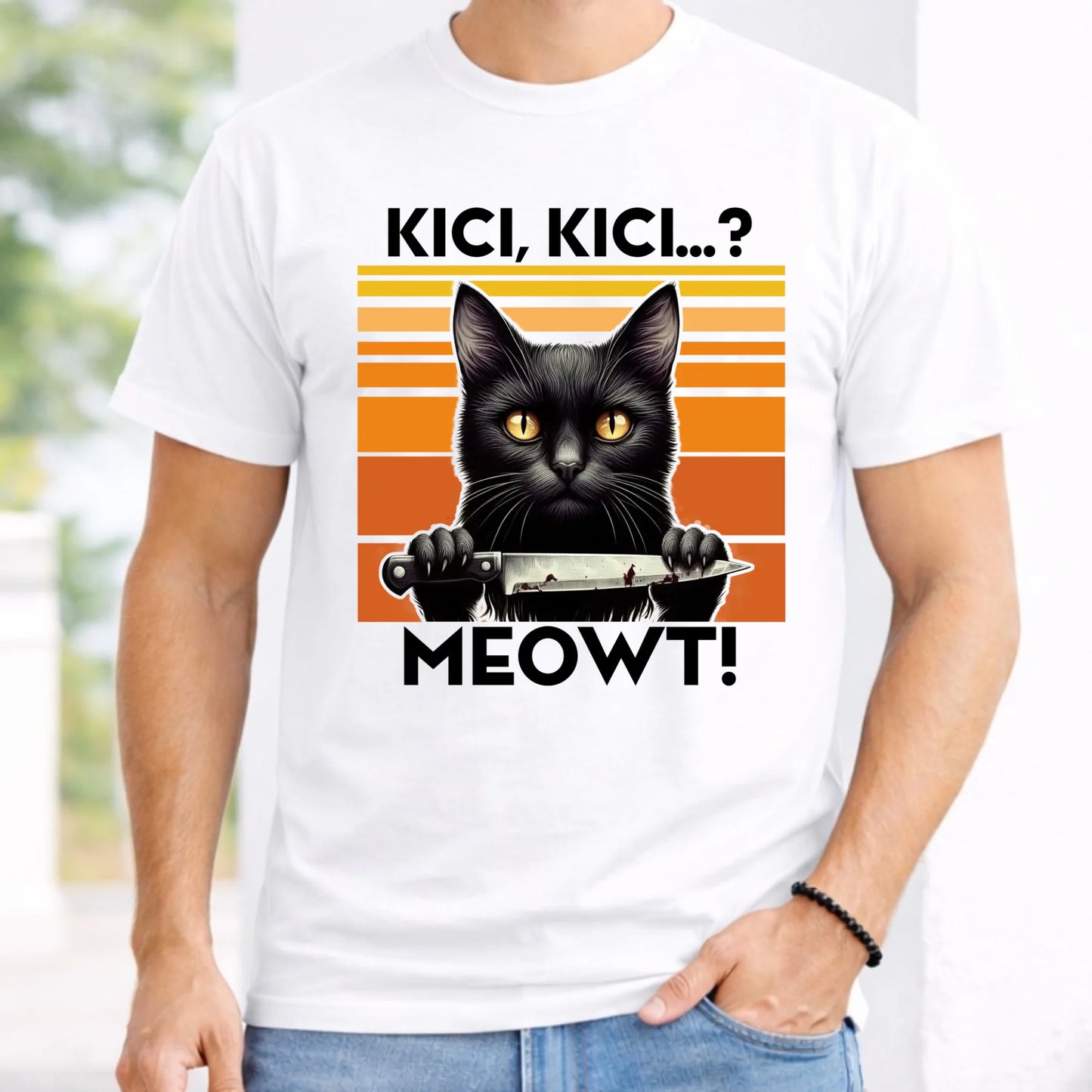 Koszulka męska - Kot z nożem - Kici, kici... MEOWT! HL17