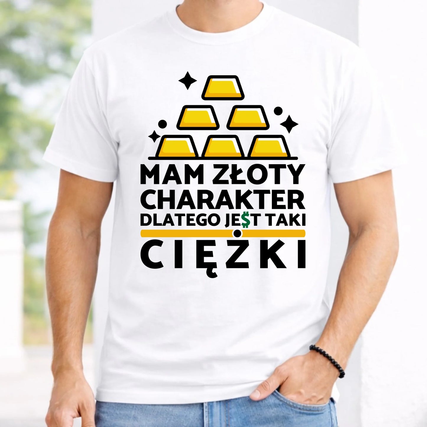 Koszulka męska - prezent dla chłopaka - Złoty charakter DCH16