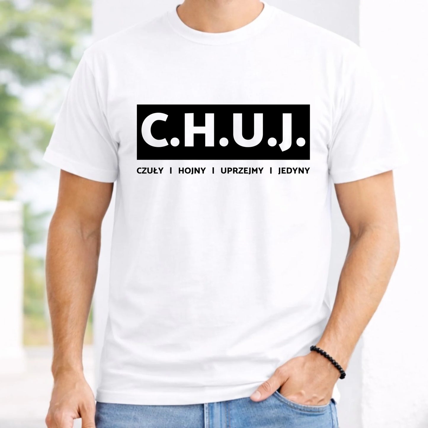 Koszulka męska - prezent dla kolegi na Dzień Chłopaka przyjaciela - C.H.U.J. - bez cenzury DCH12 - StoryCups.pl