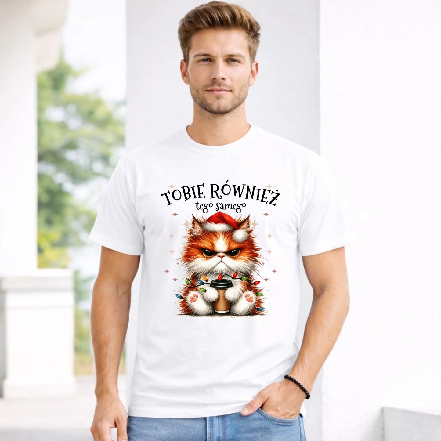 Koszulka męska świąteczna - Grumpy Cat Tobie również tego samego BN32