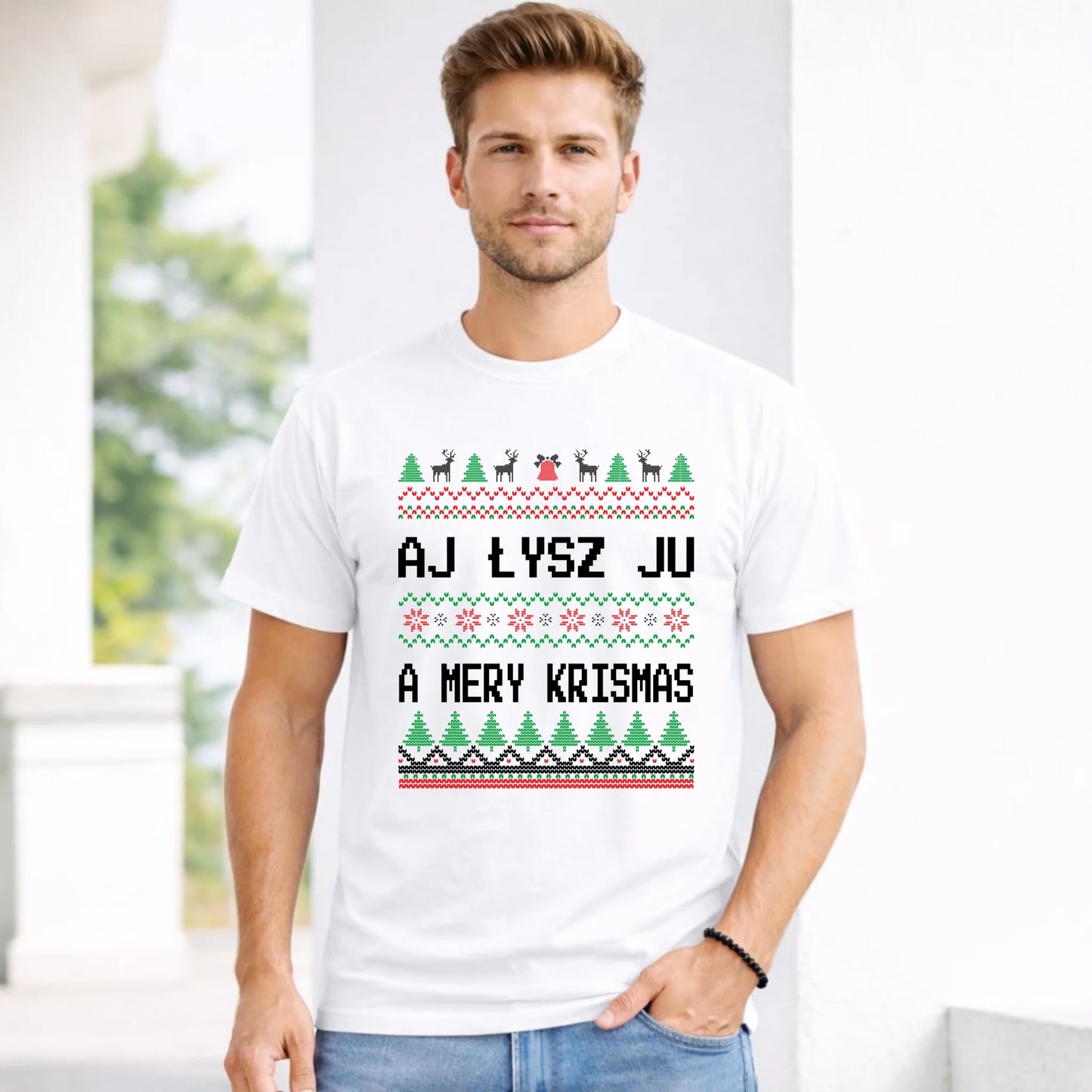 Koszulka męska świąteczna - Aj łysz ju a mery krismas BN12