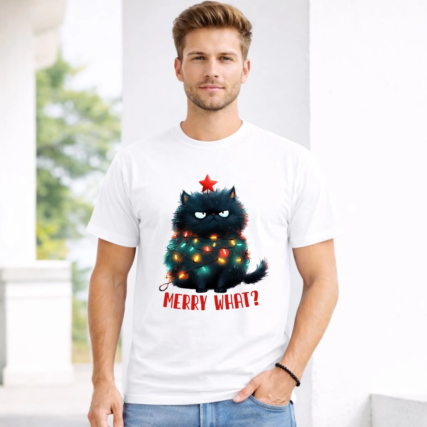 Koszulka męska świąteczna - Grumpy Cat Merry what? BN37