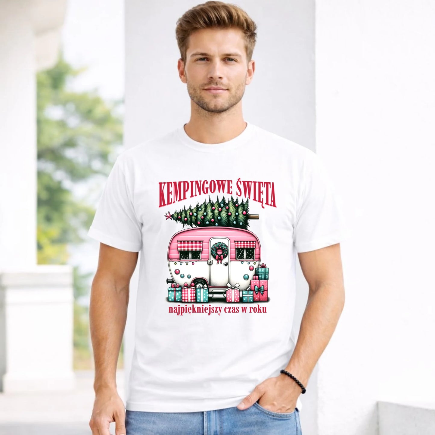 Koszulka męska świąteczna - Kamper Kempingowe Święta BN40
