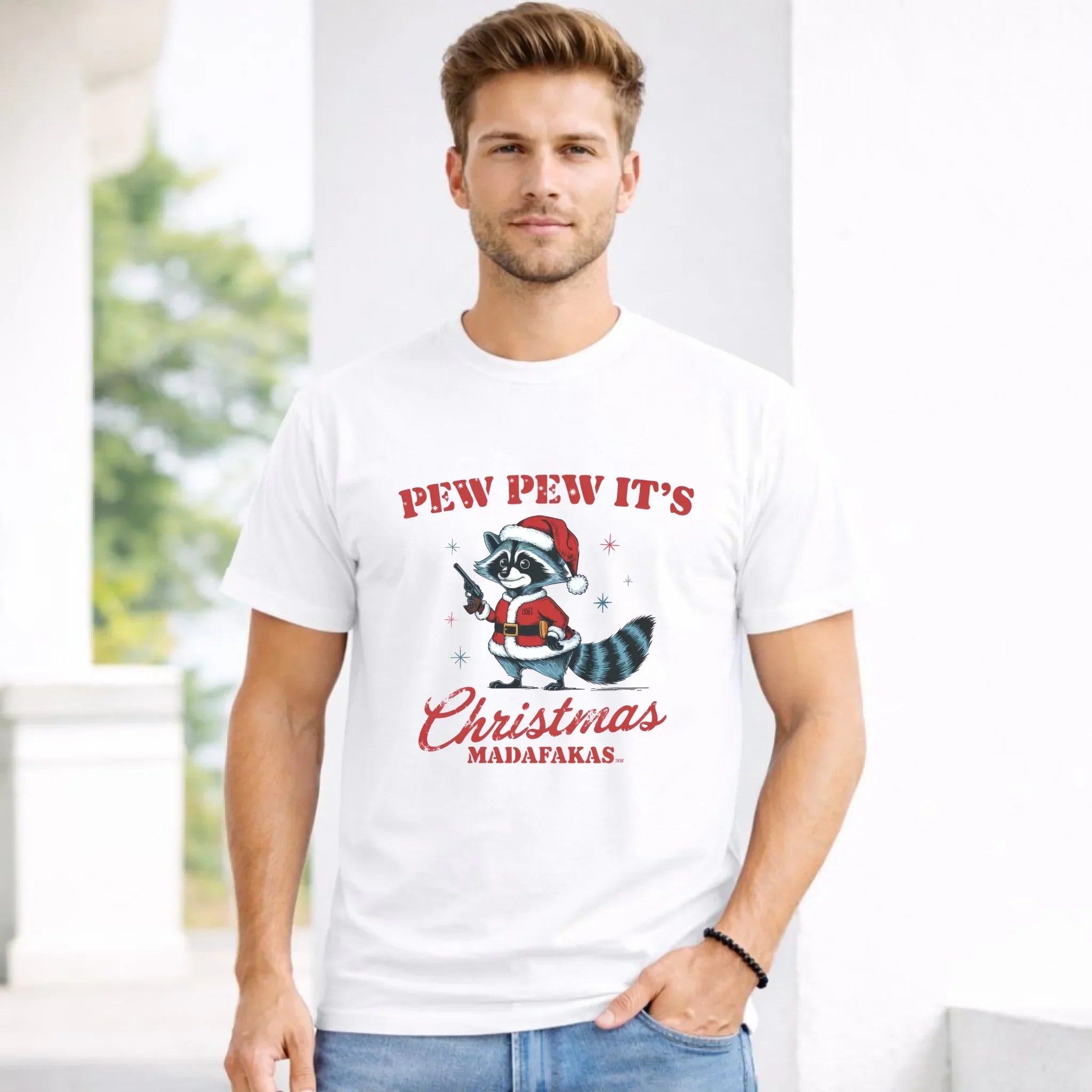 Koszulka męska świąteczna - Pew pew it's Christmas BN60 - StoryCups.pl