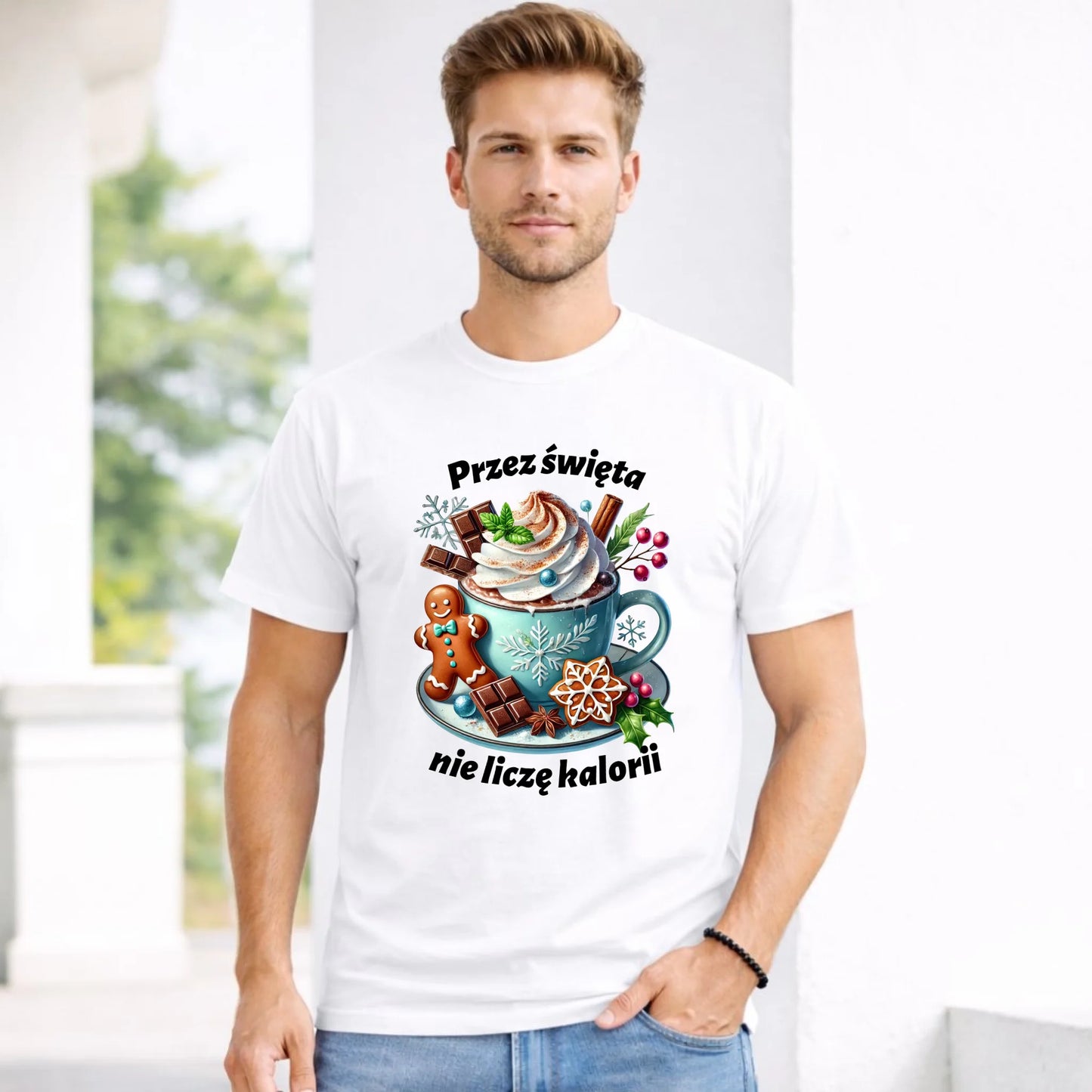 Koszulka męska świąteczna - Przez święta nie liczę kalorii BN31