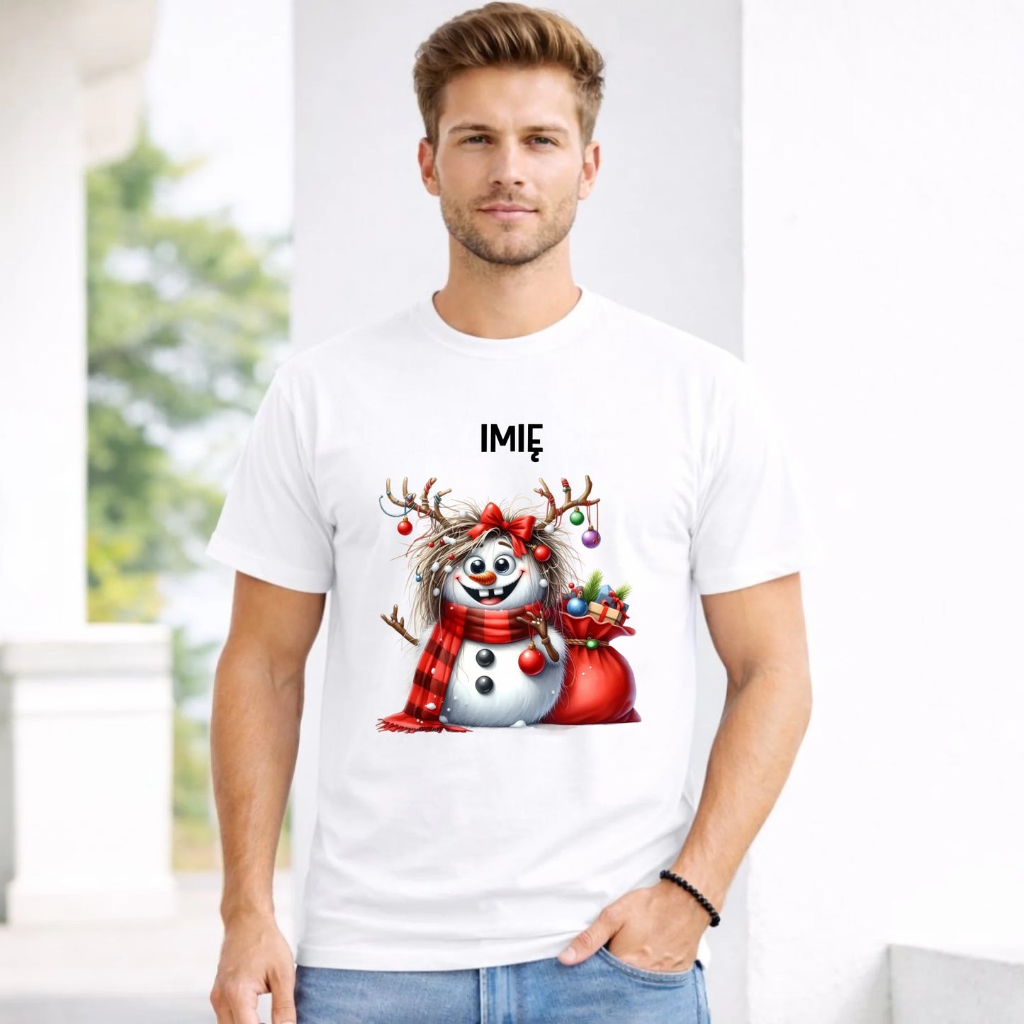 Koszulka męska świąteczna - Bałwanek - personalizowana BN70