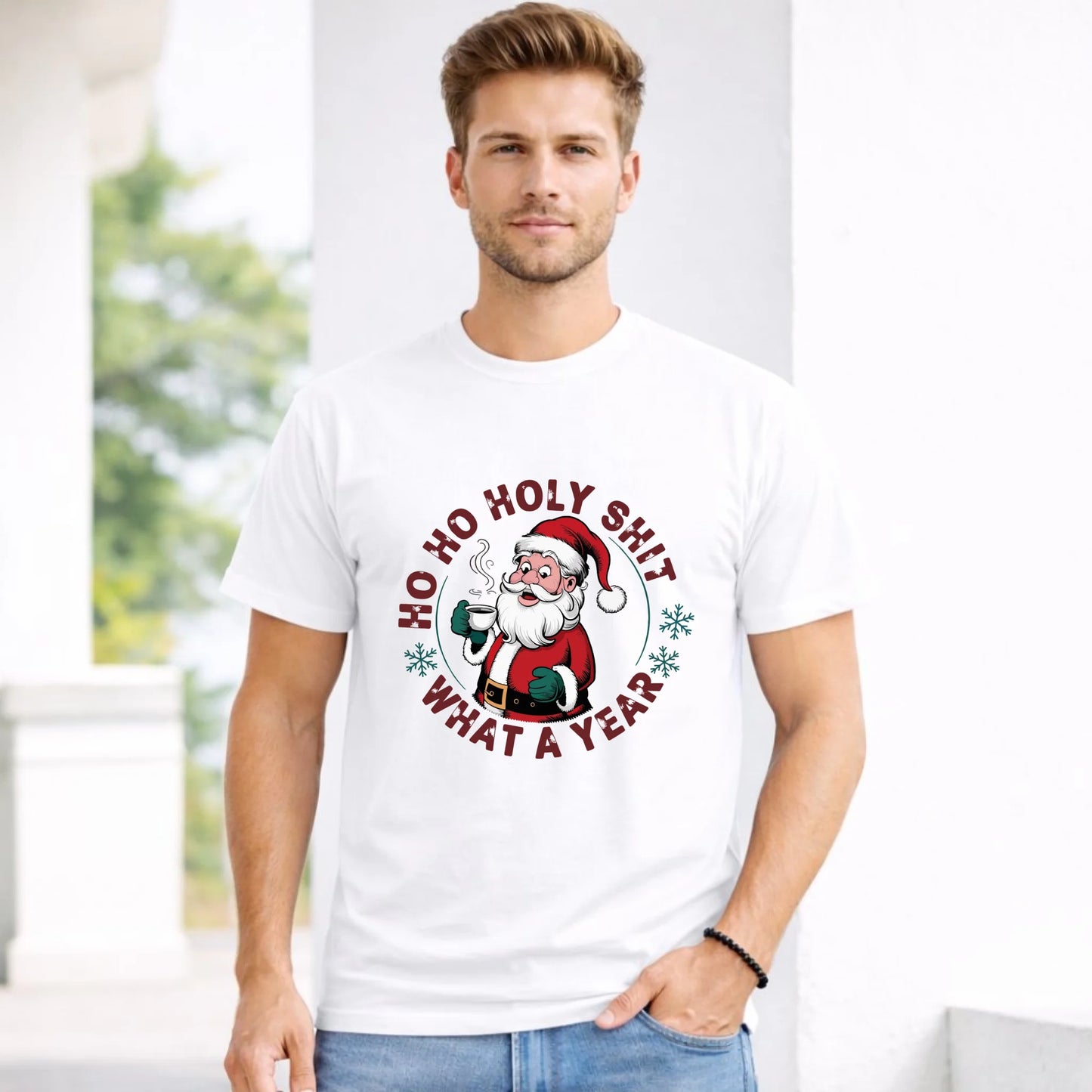 Koszulka męska świąteczna - Ho ho holy shit what a year BN74