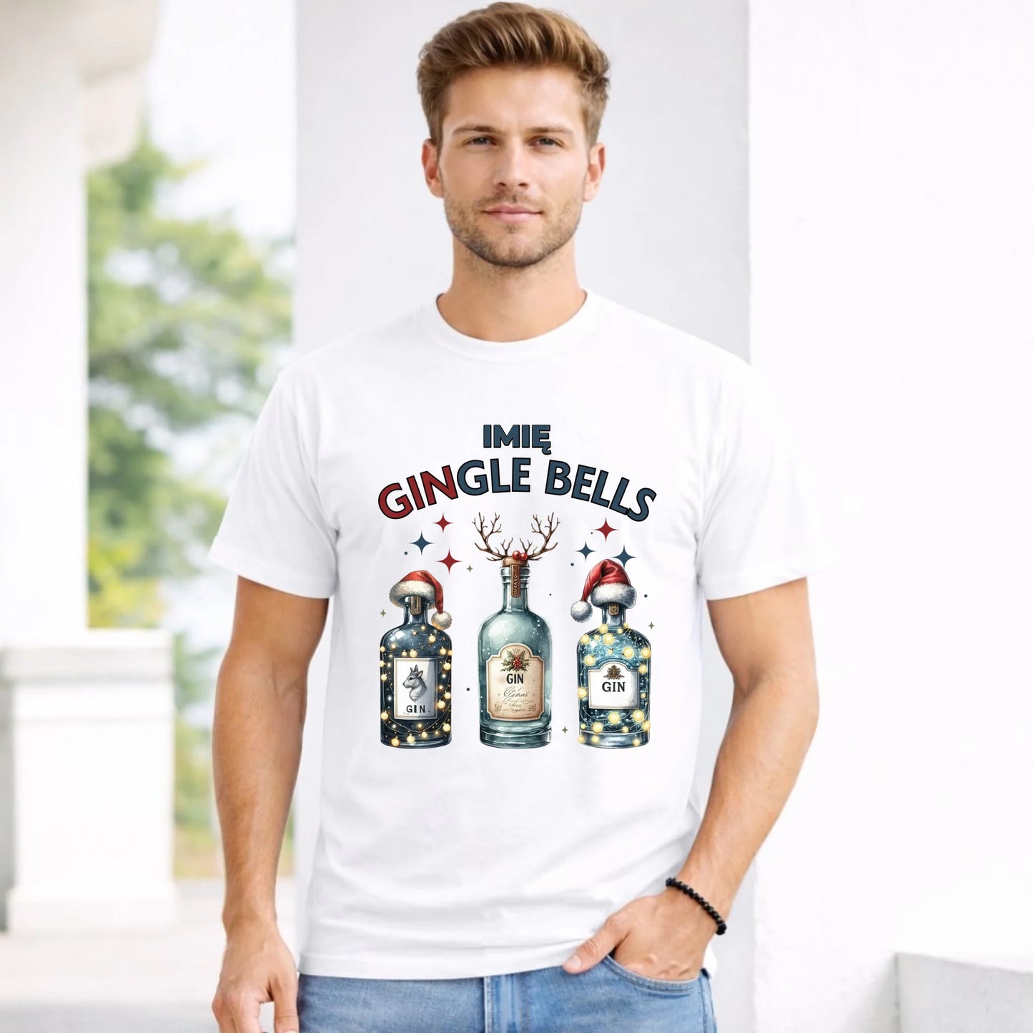 Koszulka męska świąteczna - Gin Gingle bells - personalizowana BN68