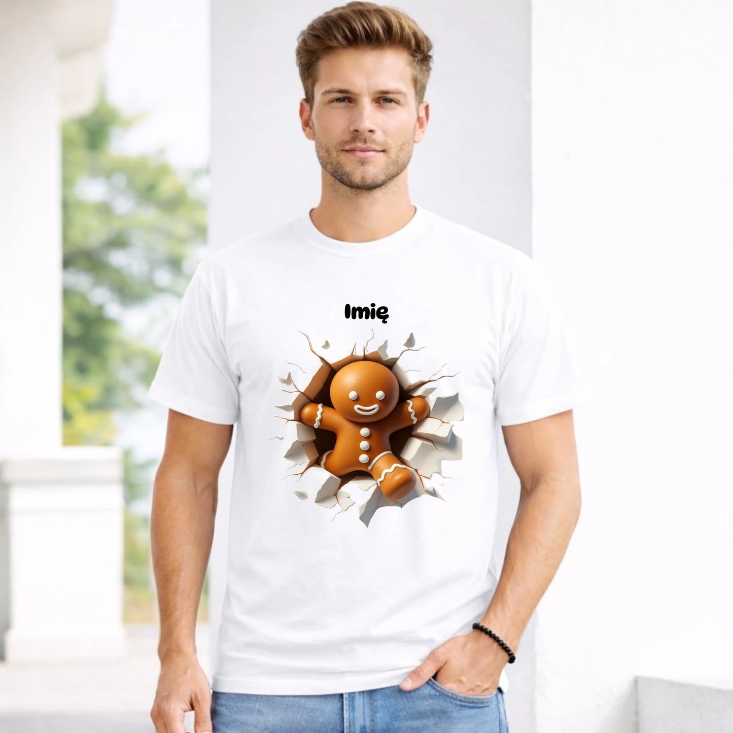 Koszulka męska świąteczna - Pierniczek 3D - personalizowana BN81