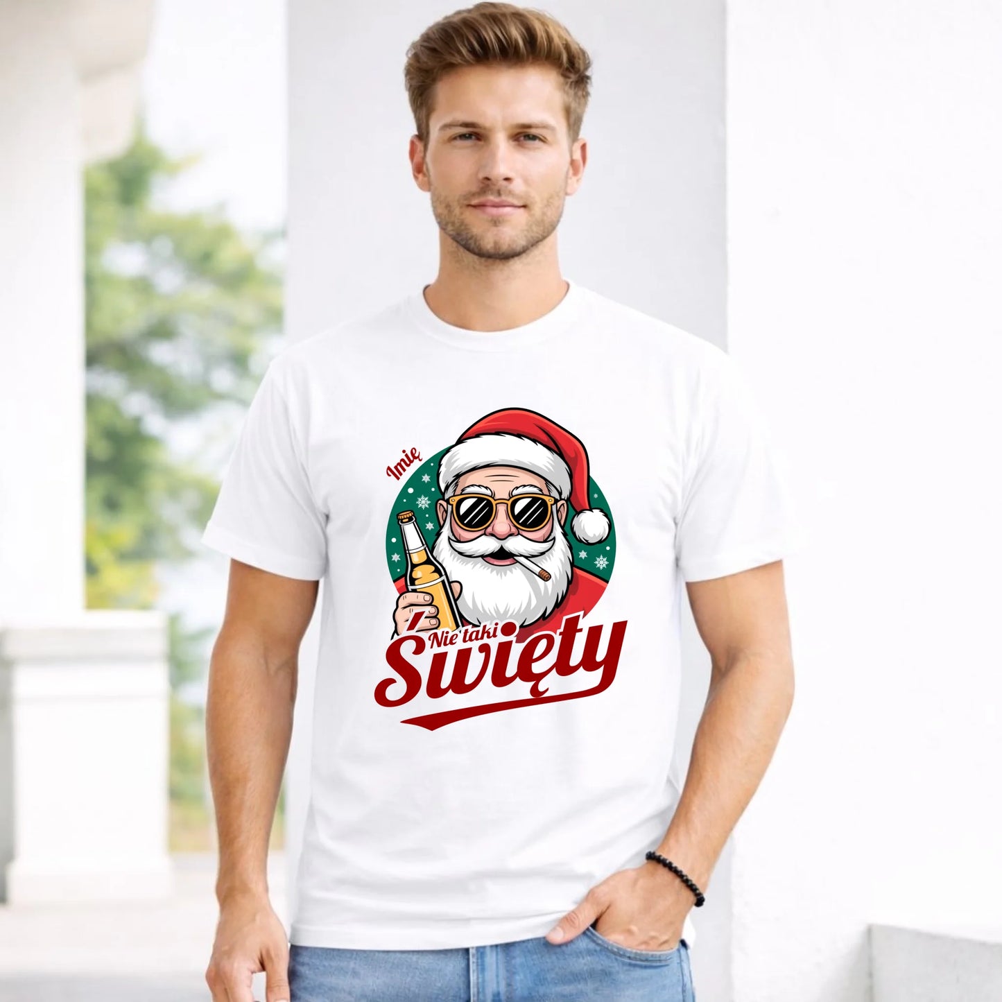 Koszulka męska świąteczna - Mikołaj nie taki święty - personalizowana BN80