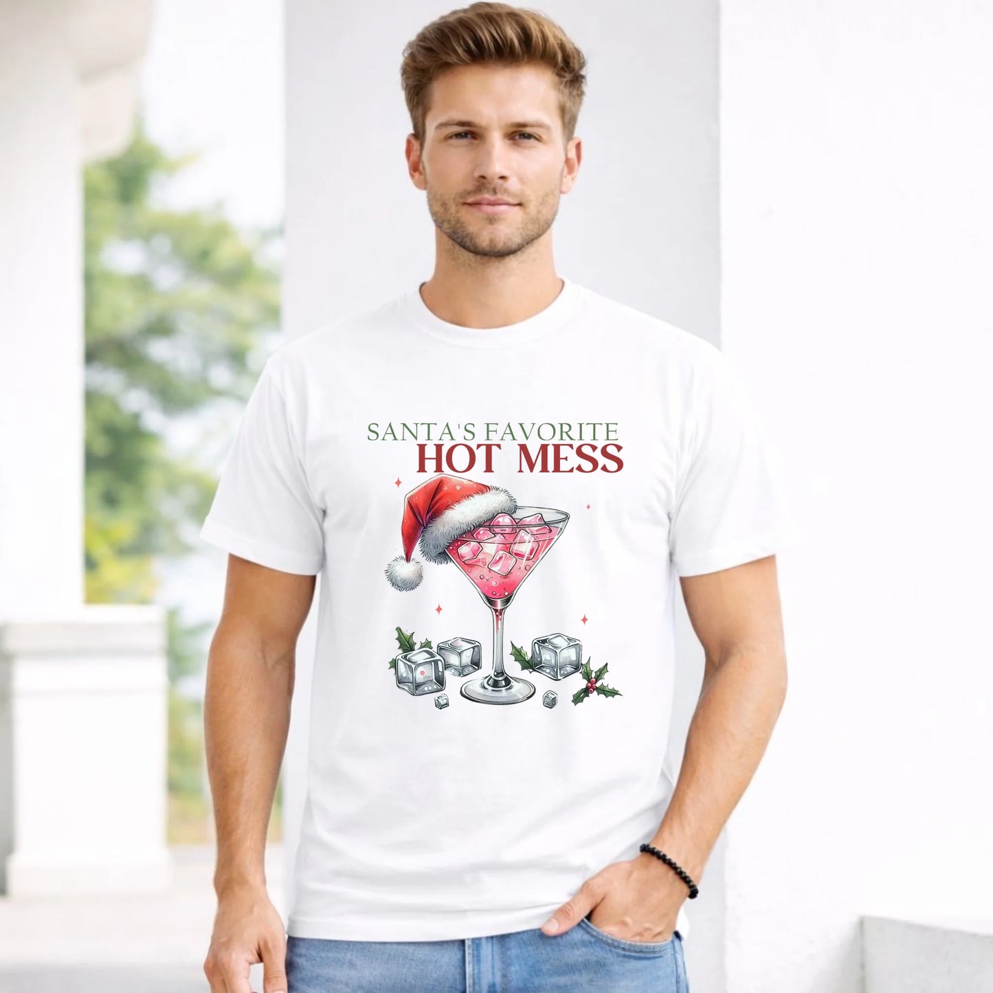 Koszulka męska świąteczna - Santa's favorite hot mess BN75