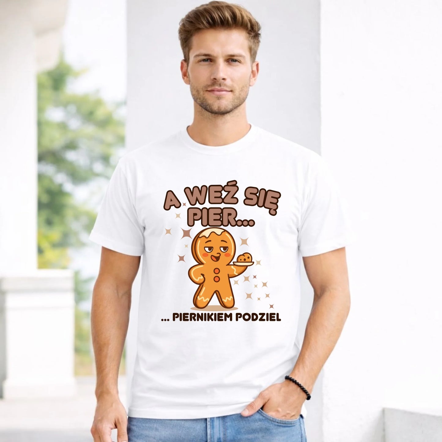 Koszulka męska świąteczna - Piernik A weź się pier... piernikiem podziel BN87