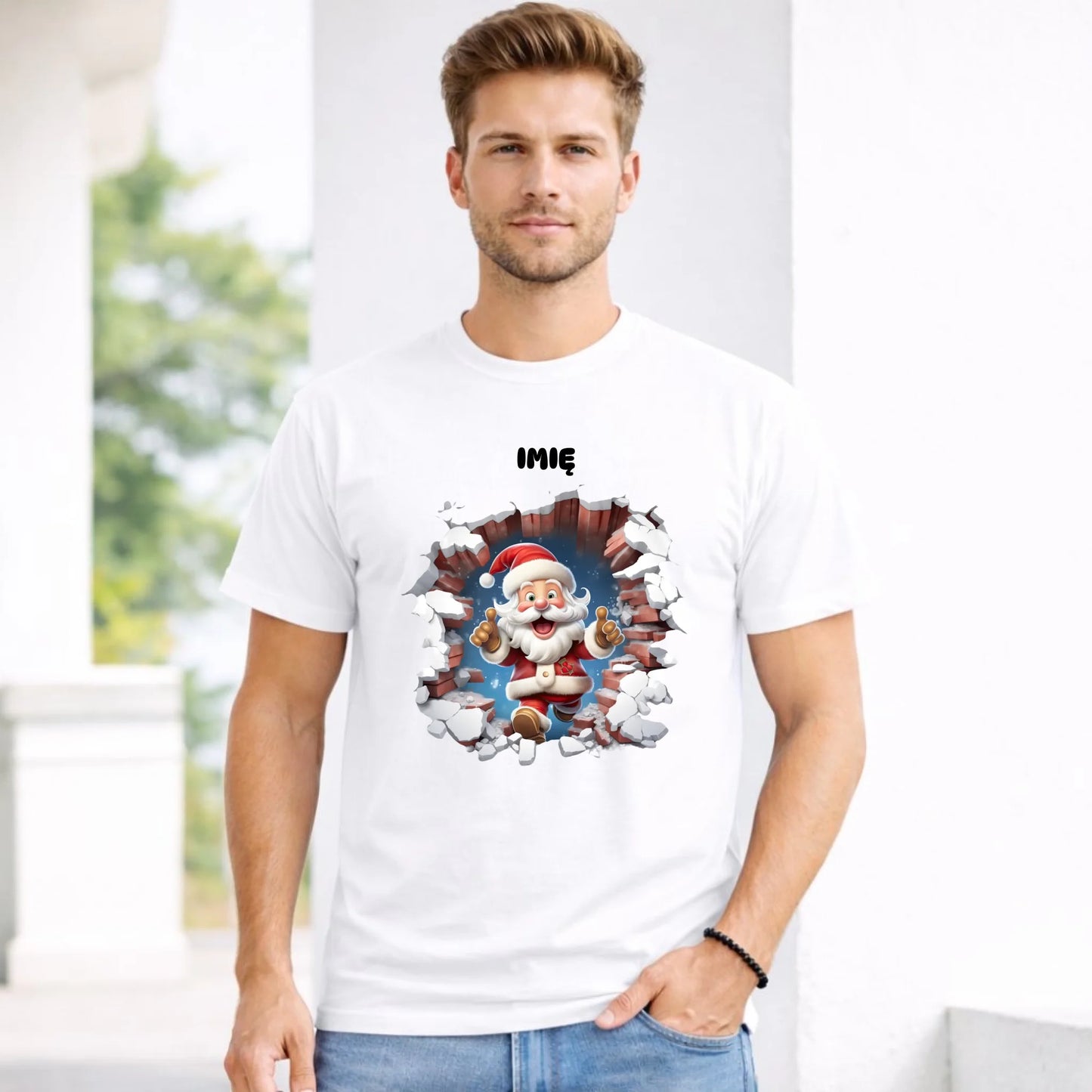 Koszulka męska świąteczna - Mikołaj 3D - personalizowana BN83