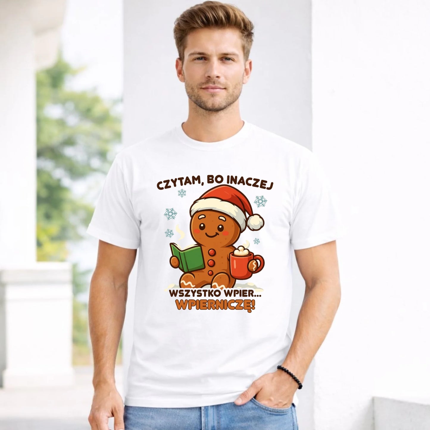 Koszulka męska świąteczna - Czytam, bo inaczej wszystko wpier... wpierniczę BN79
