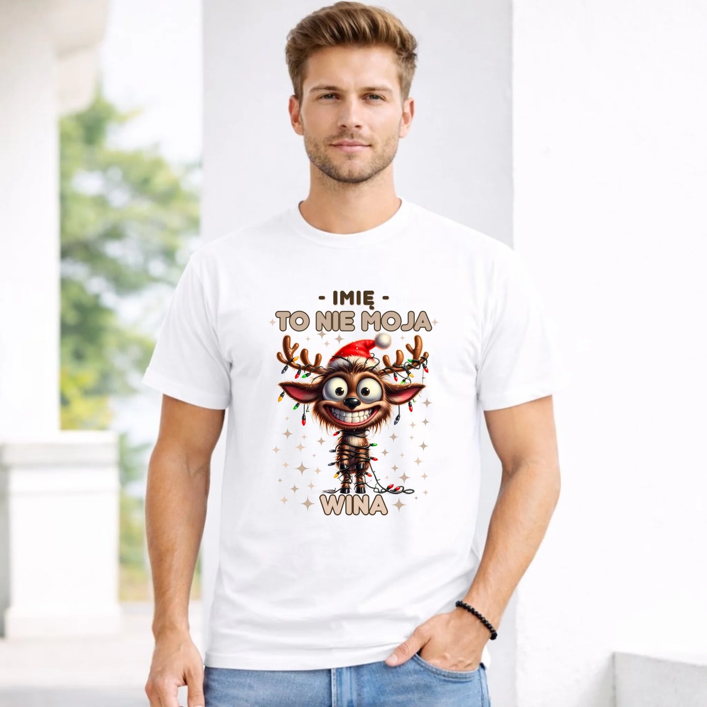 Koszulka męska świąteczna - Renifer To nie moja wina - personalizowana BN93