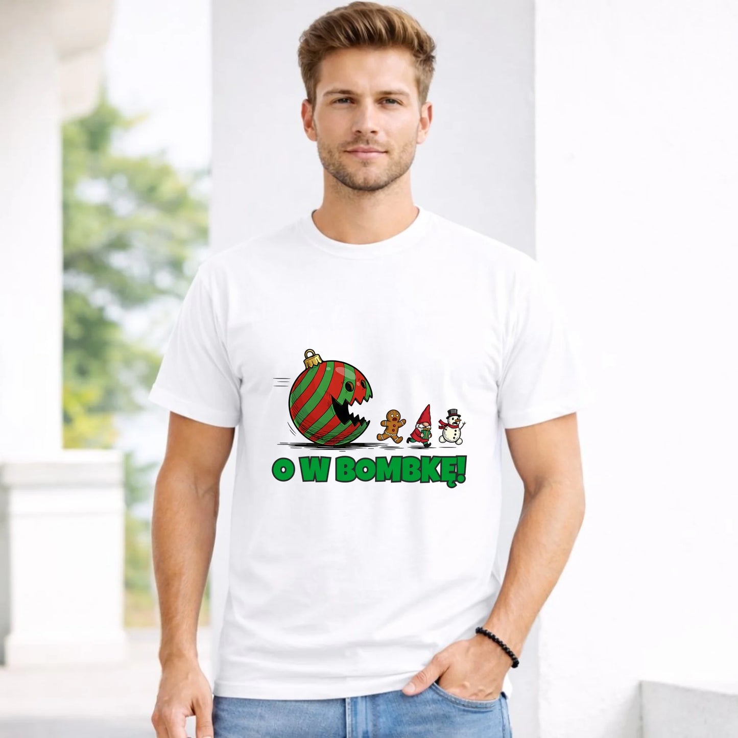 Koszulka męska świąteczna - O w bombkę BN142