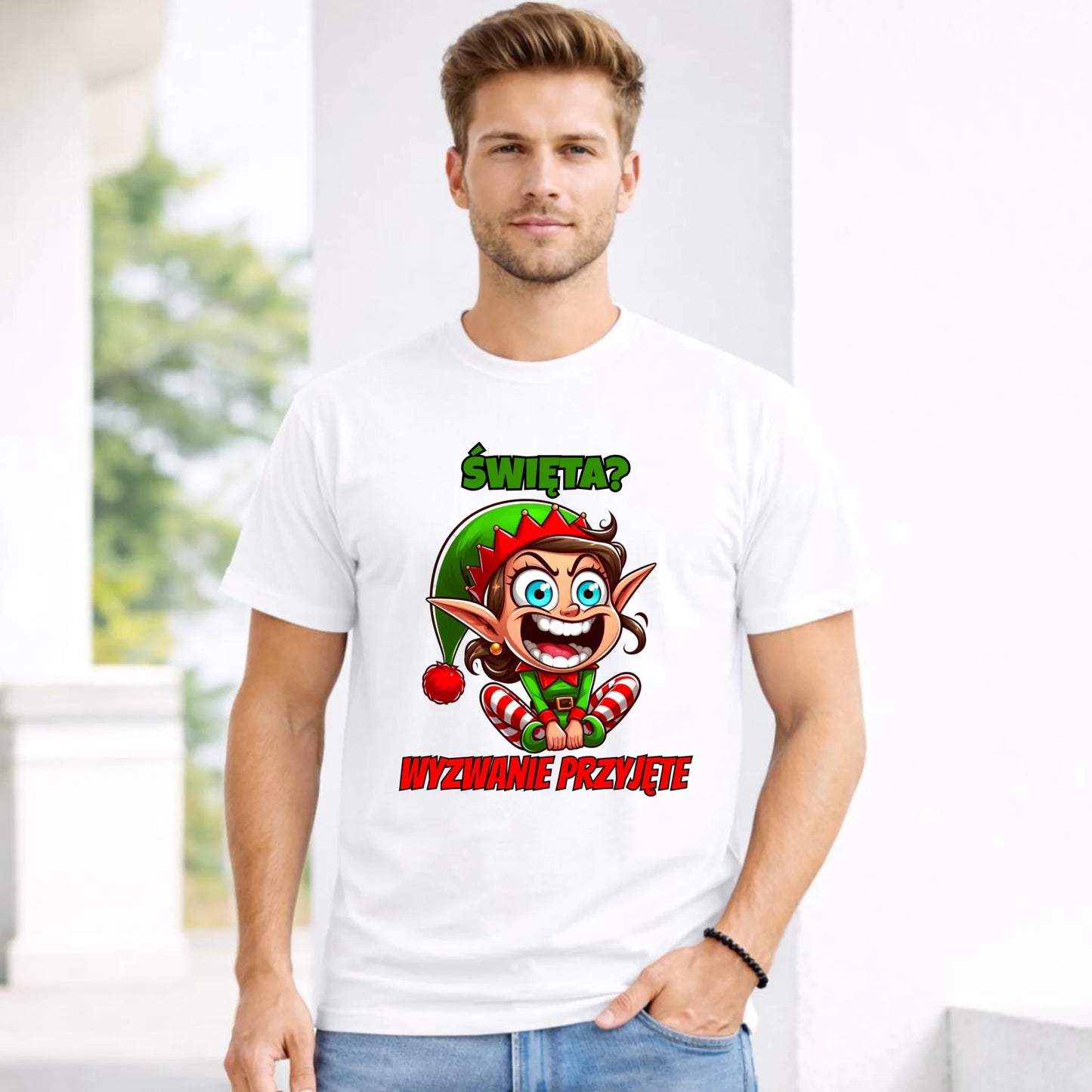 Koszulka męska świąteczna - Skrzat Wyzwanie przyjęte BN100