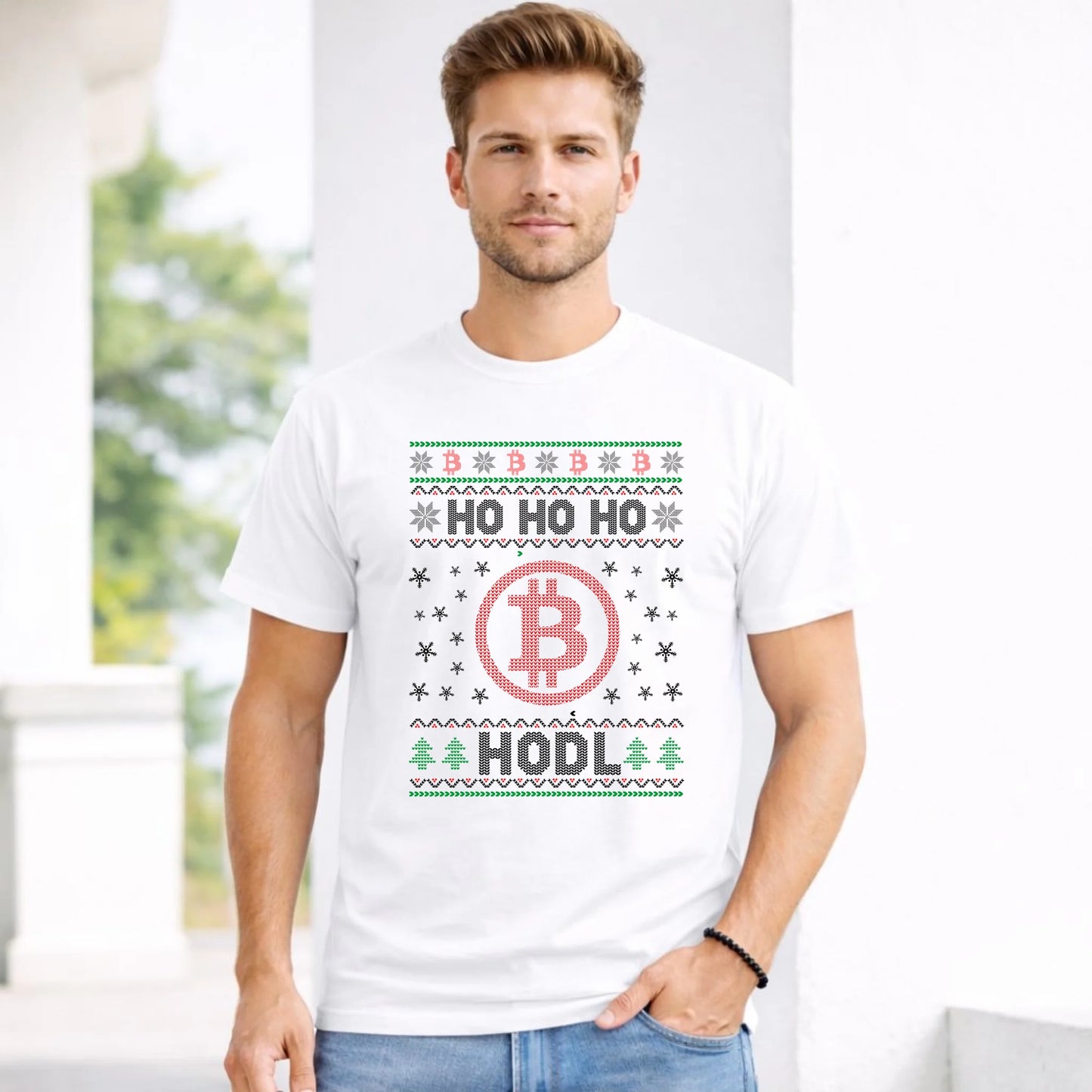 Koszulka męska świąteczna - Bitcoin - Ho Ho hodl BN103