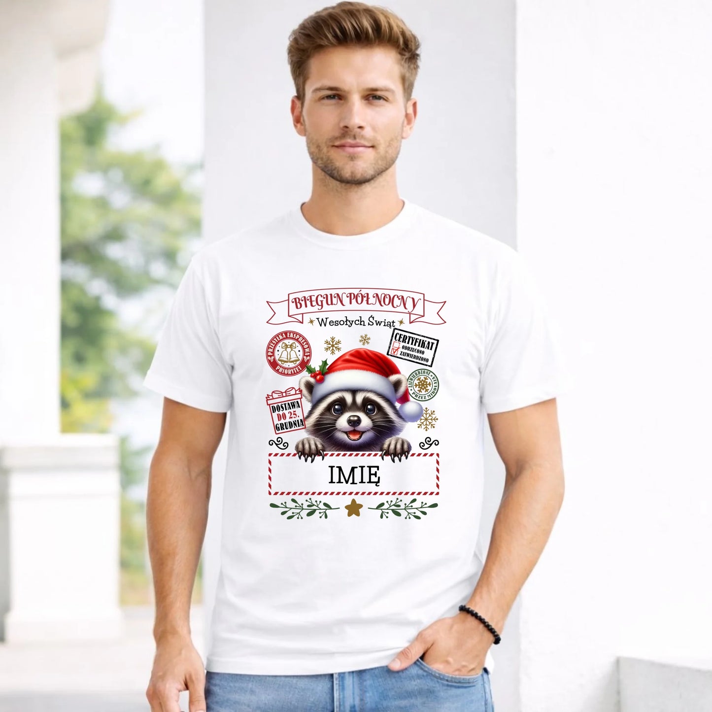 Koszulka męska świąteczna - Szop Paczka od Mikołaja - personalizowana BN145