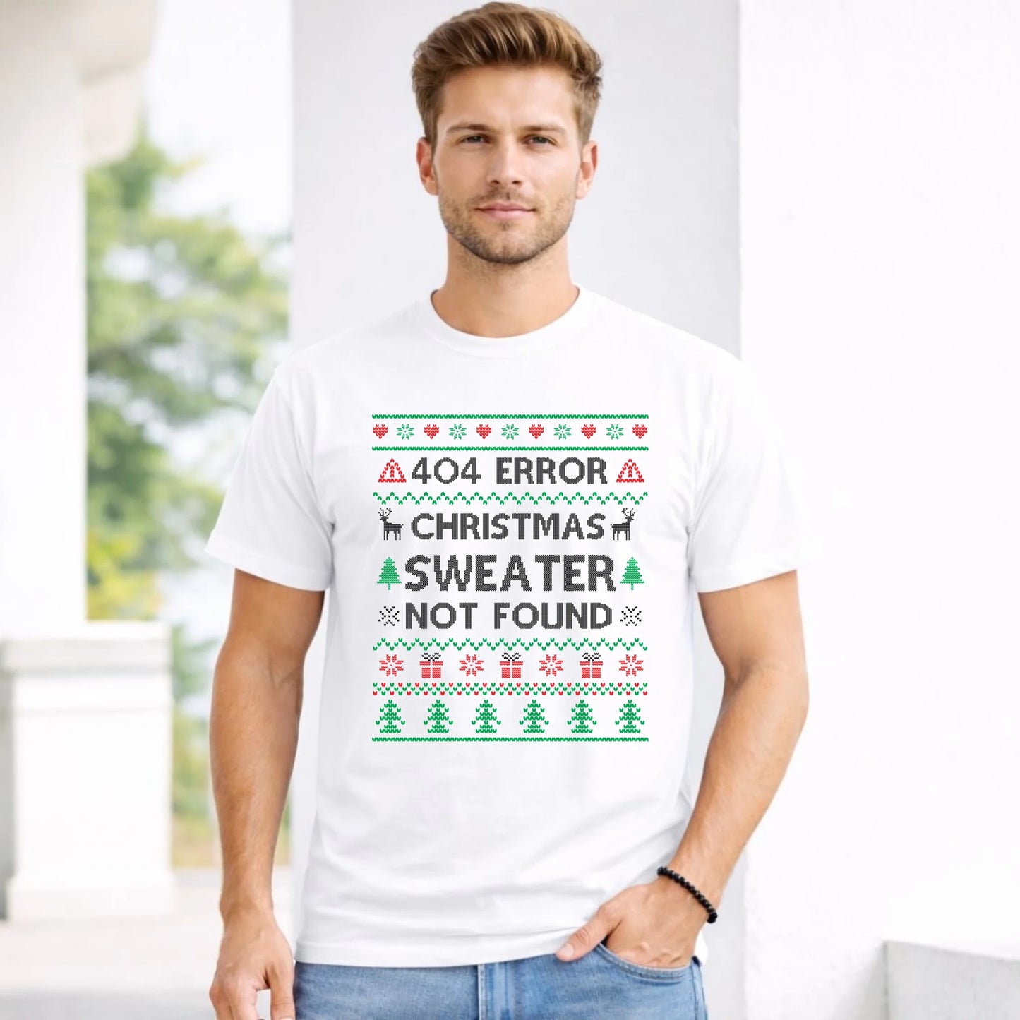 Koszulka męska świąteczna - Error 404 Christmas sweater not found BN107