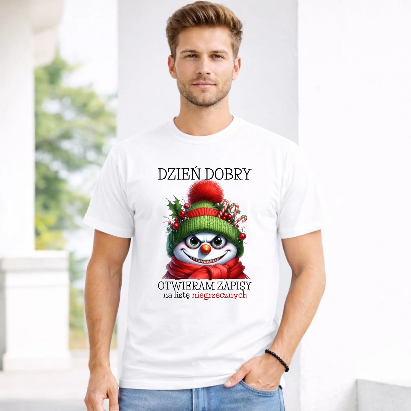 Koszulka męska świąteczna - Niegrzeczny bałwan - Dzień dobry otwieram zapisy na listę BN121