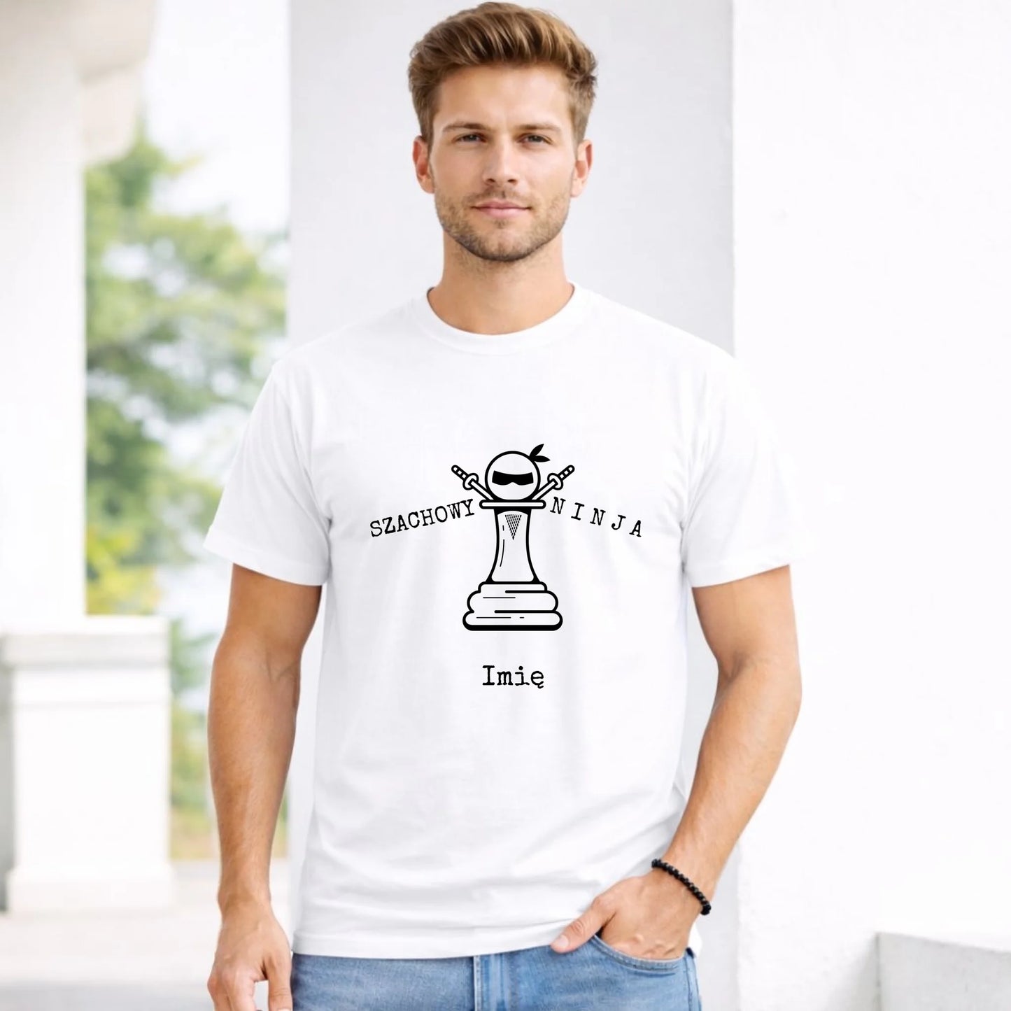 Koszulka męska dla szachisty - Szachowy ninja - personalizowana HSZ01