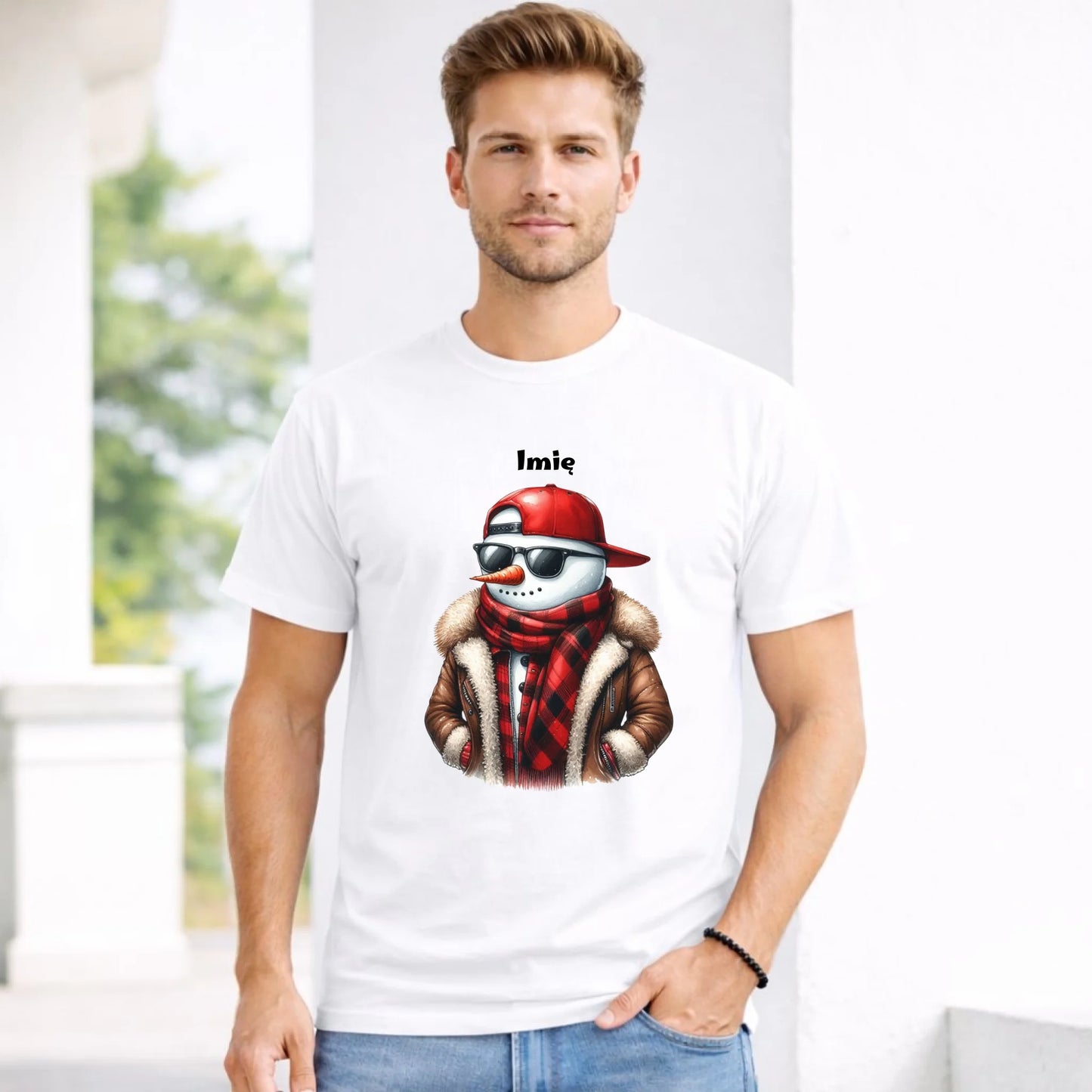 Koszulka męska świąteczna - Stylowy bałwan - personalizowana BN129