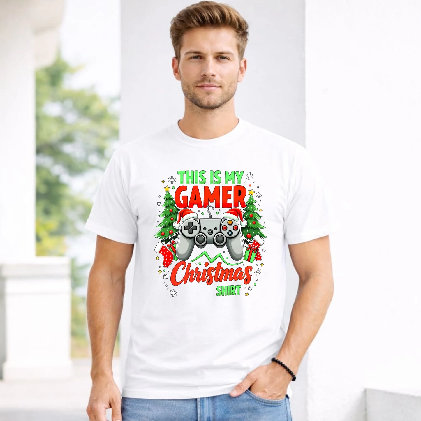 Koszulka męska świąteczna - prezent dla gracza - Gamer Christmas T-shirt BN135