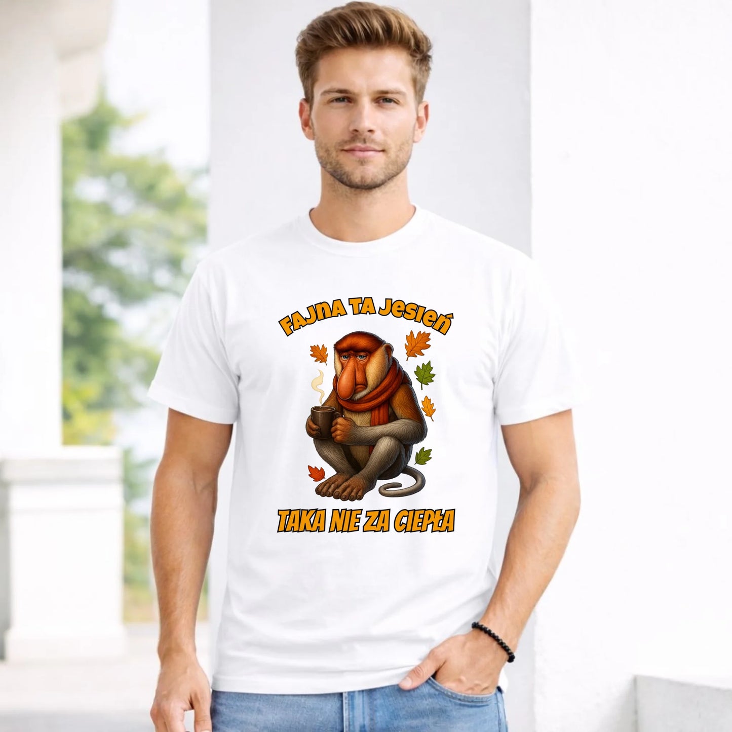 Koszulka męska jesienna - Janusz Nosacz - Fajna ta jesień, taka nie za ciepła JS21