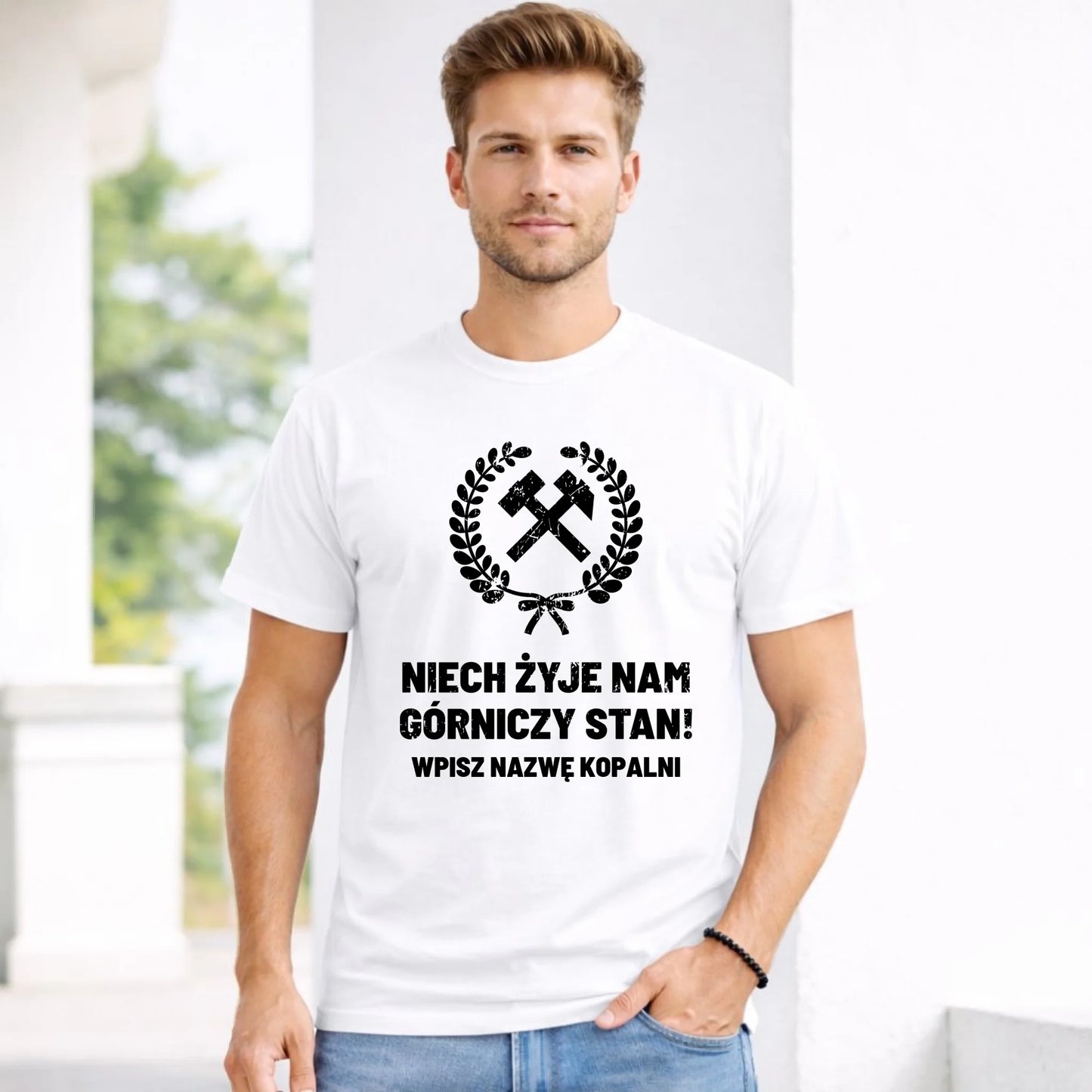 Koszulka męska - prezent dla górnika - Niech żyje nam górniczy stan - personalizowana G24