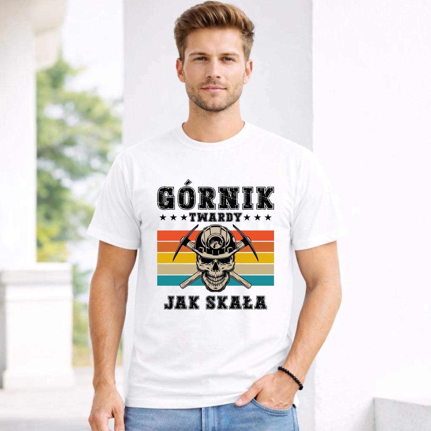 Koszulka męska - prezent dla górnika - Górnik twardy jak skała G21