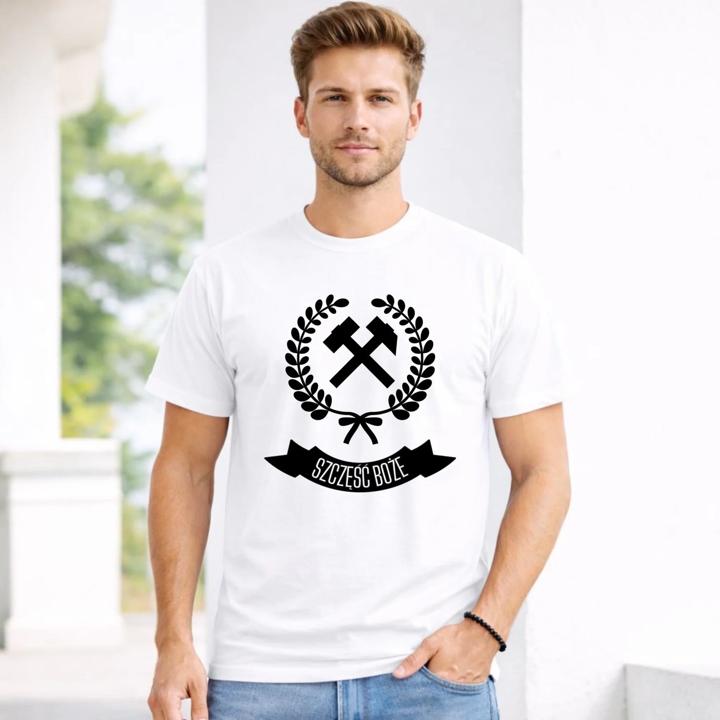 Koszulka męska - prezent dla górnika - Szczęść Boże G02