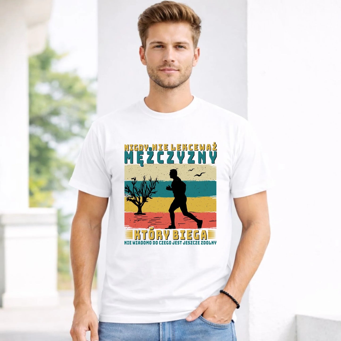 Koszulka męska dla biegacza - Nigdy nie lekceważ HB03