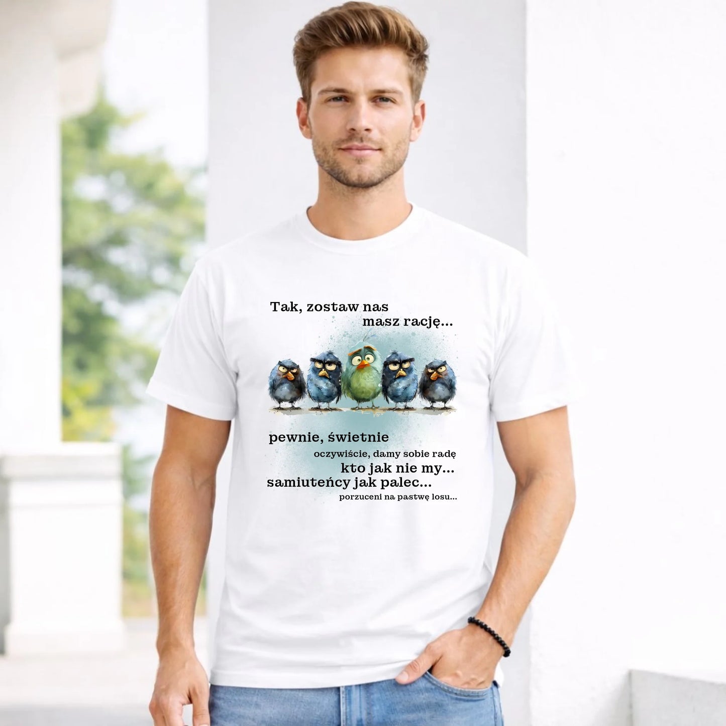 Koszulka męska na odejście z pracy - Tak, zostaw nas OP06