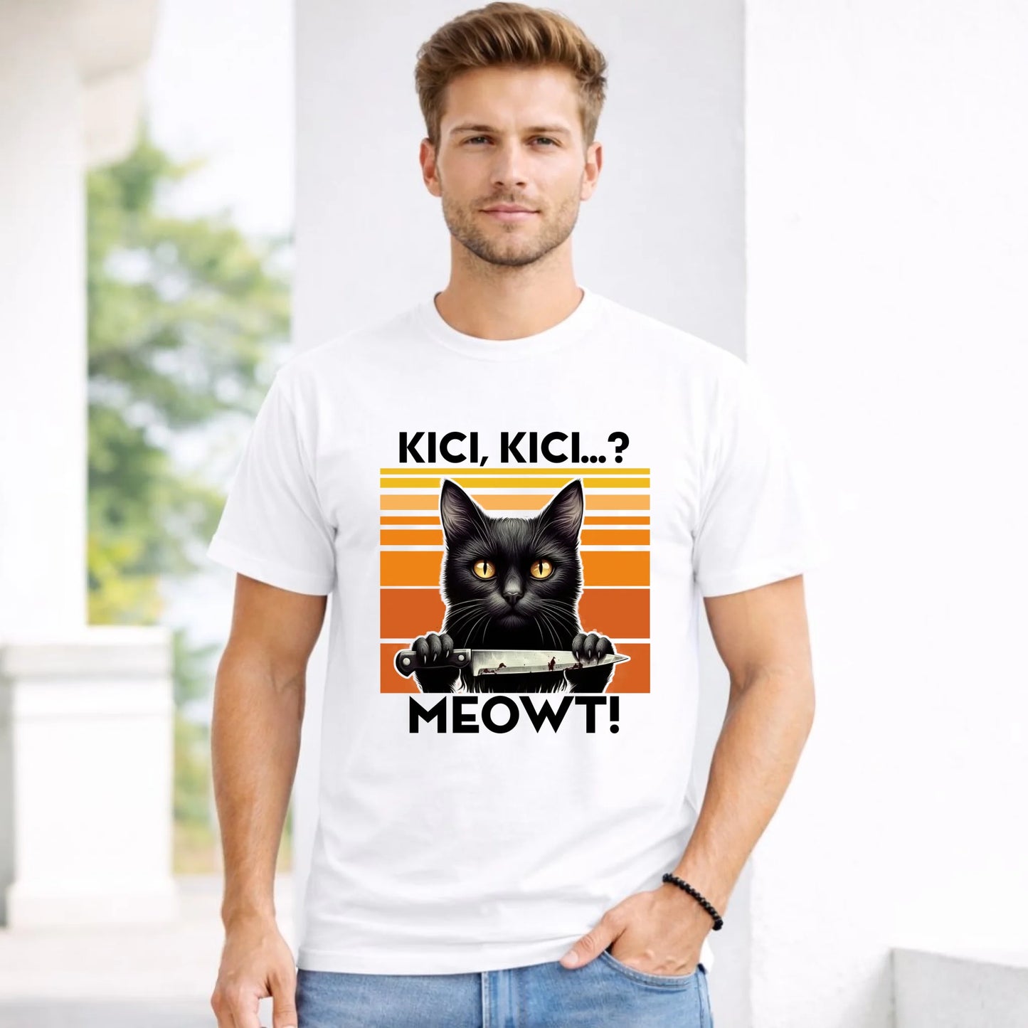 Koszulka męska - Kot z nożem - Kici, kici... MEOWT! HL17