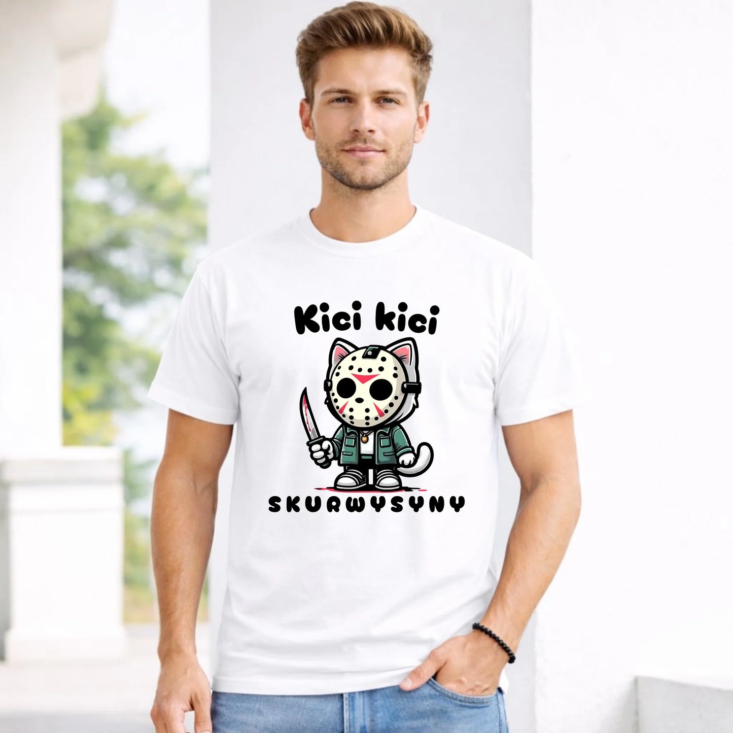 Koszulka męska na Halloween - Kici kici sk*rwysyny - bez cenzury HL28