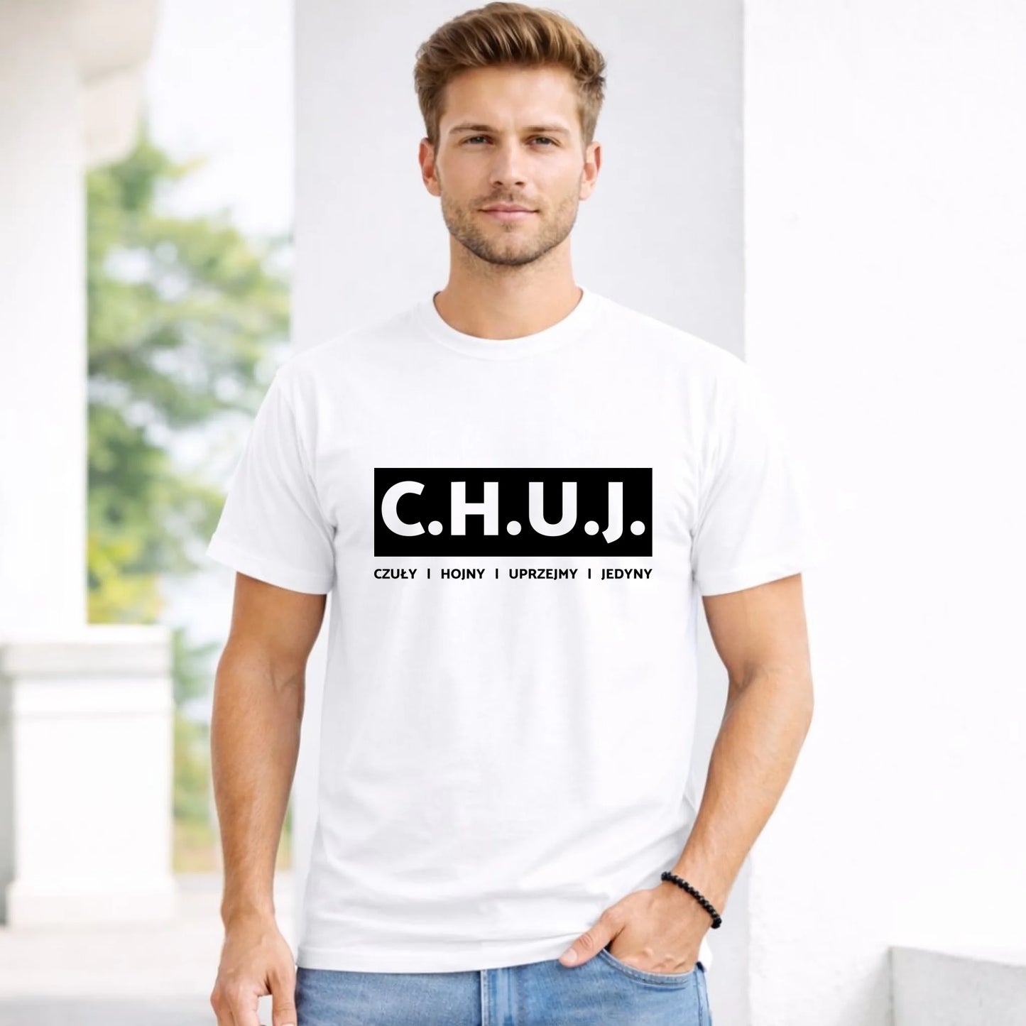 Koszulka męska - prezent dla kolegi na Dzień Chłopaka przyjaciela - C.H.U.J. - bez cenzury DCH12 - StoryCups.pl