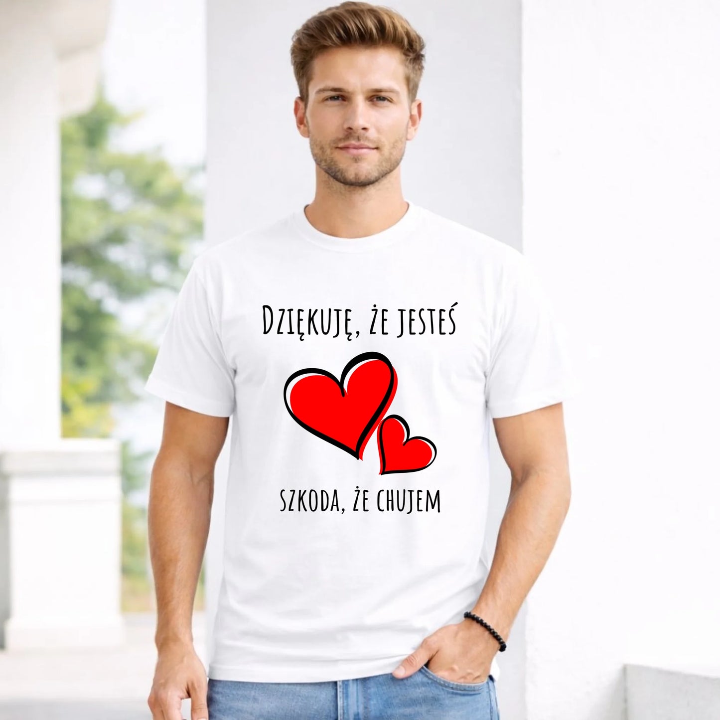 Koszulka męska - Dziękuję, że jesteś szkoda, że ch#jem - bez cenzury - czarna DCH10