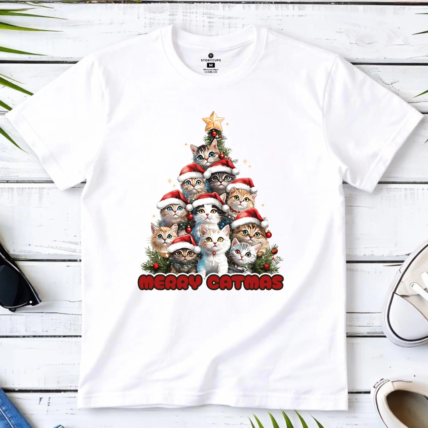 Koszulka męska świąteczna - Kocia choinka Merry Catmas BN20