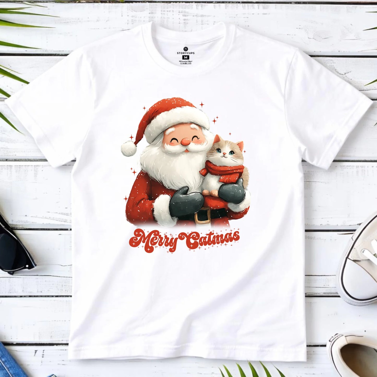 Koszulka męska świąteczna - Z kotem Merry Catmas BN38