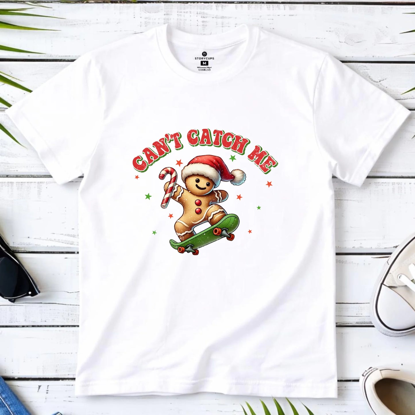 Koszulka męska świąteczna - Piernik na deskorolce Can't catch me BN45