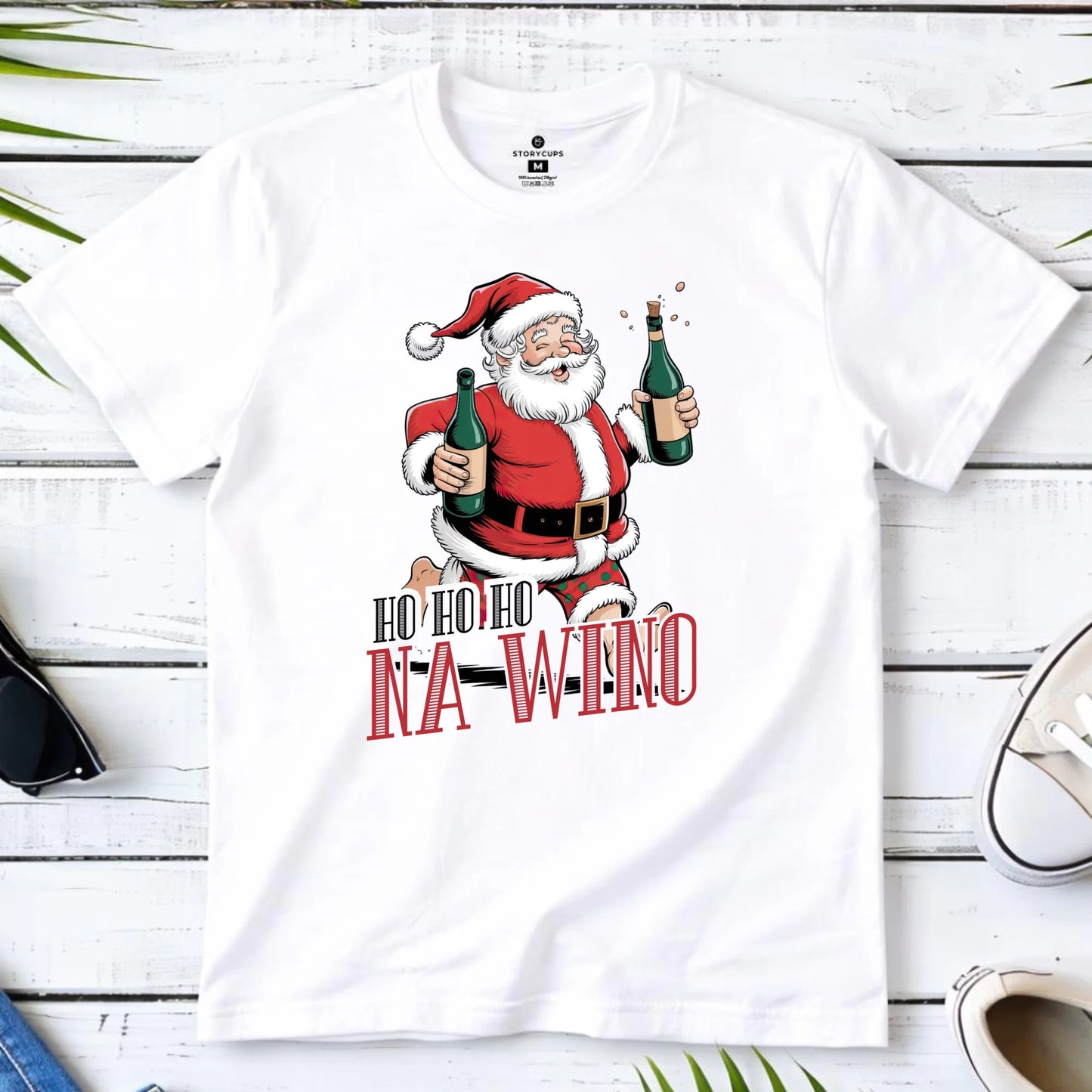 Koszulka męska świąteczna - Mikołaj Ho ho ho na wino BN61